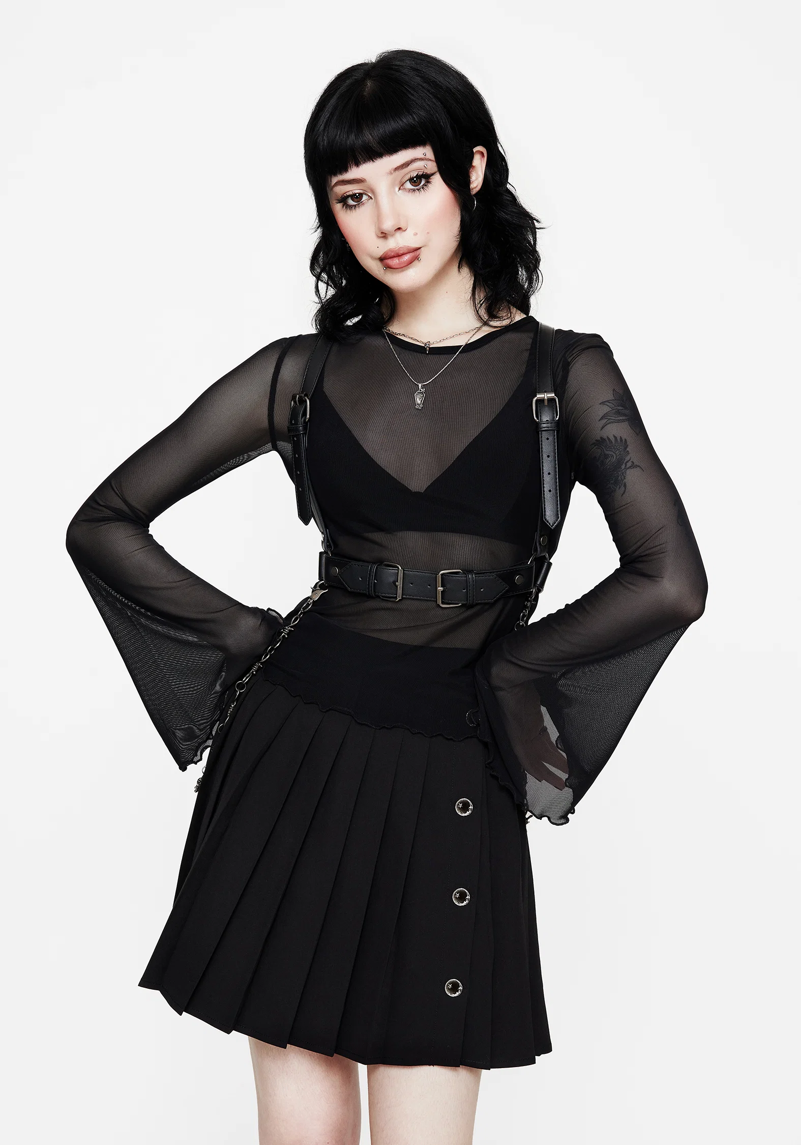 Flavia Mesh Fluted Long Sleeve Top - Image 7
