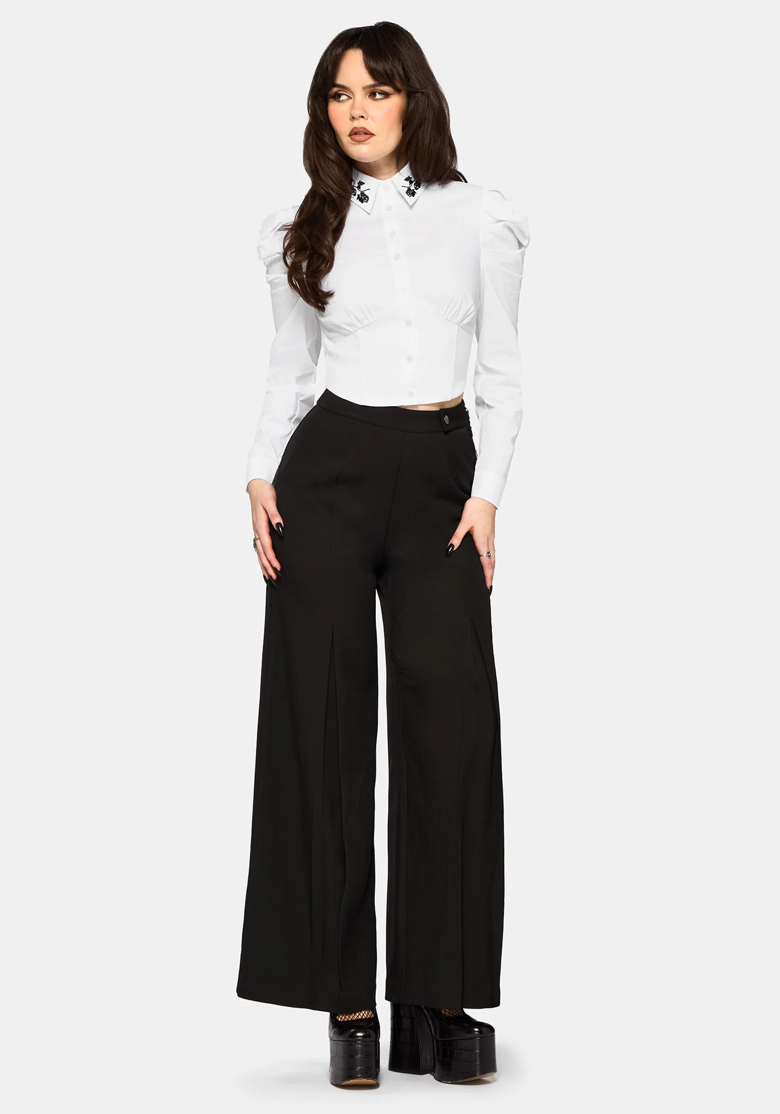 Fleux Embroidered Corset Detail Shirt - Image 4