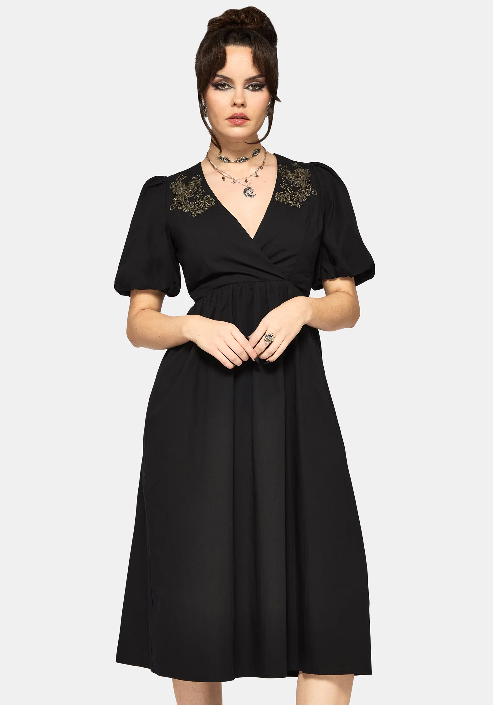 Fleux Phoenix Embroidered Wrap Midi Dress - Image 4