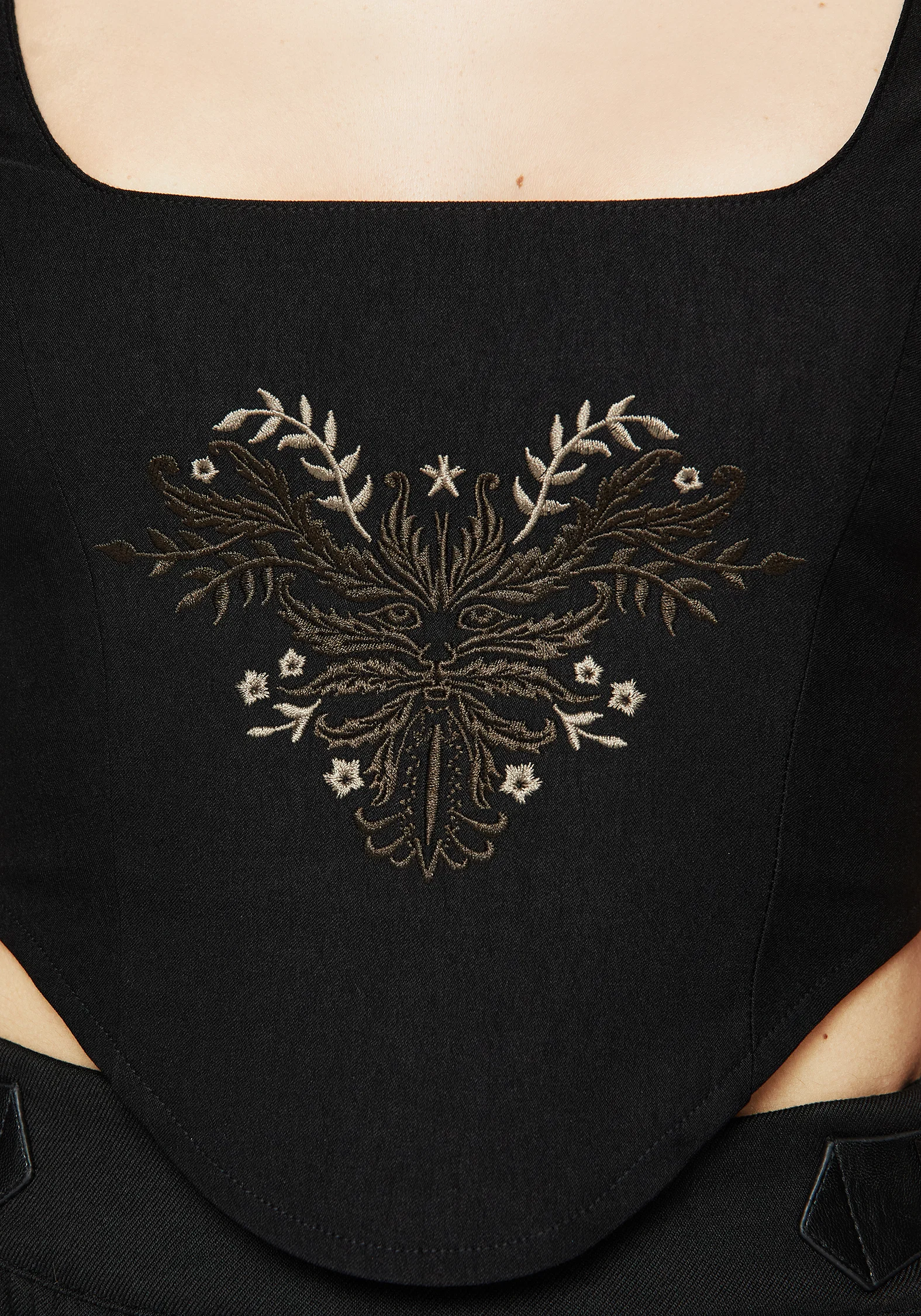 Foliate Floral Embroidered Corset Top - Image 2