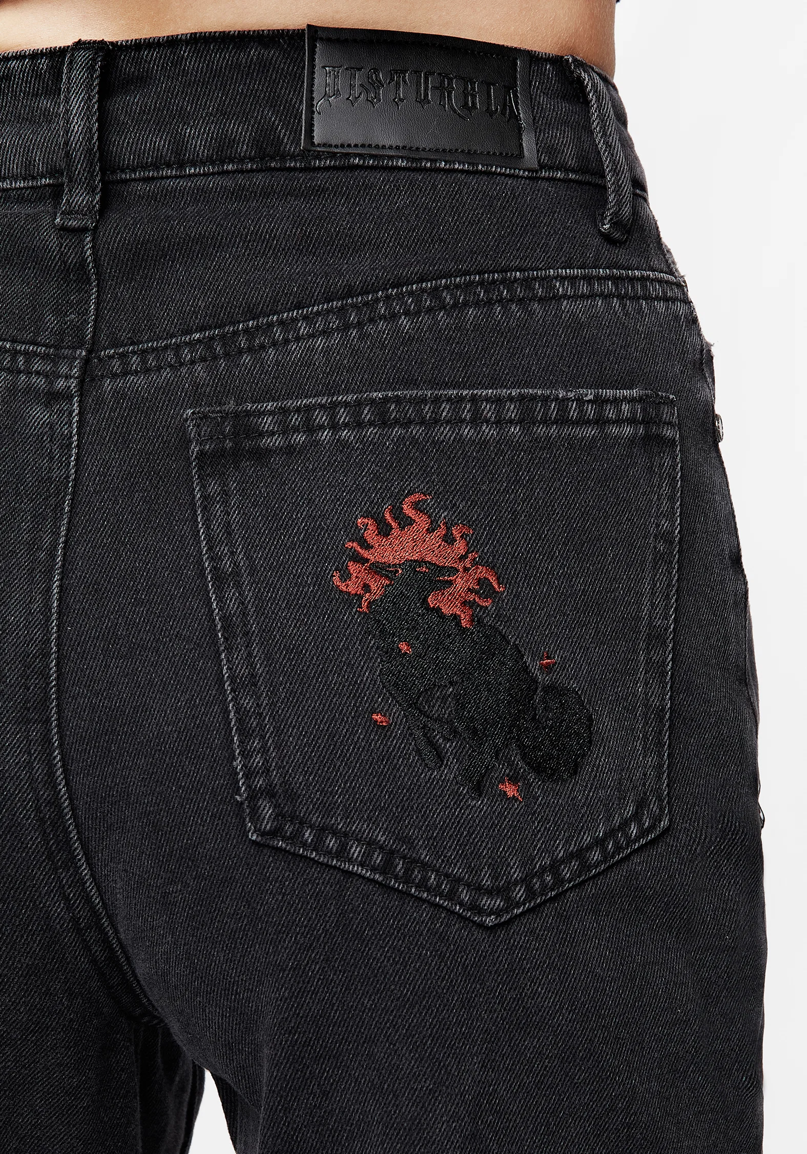 Foxfire Embroidered Distressed Mom Jeans - Image 7
