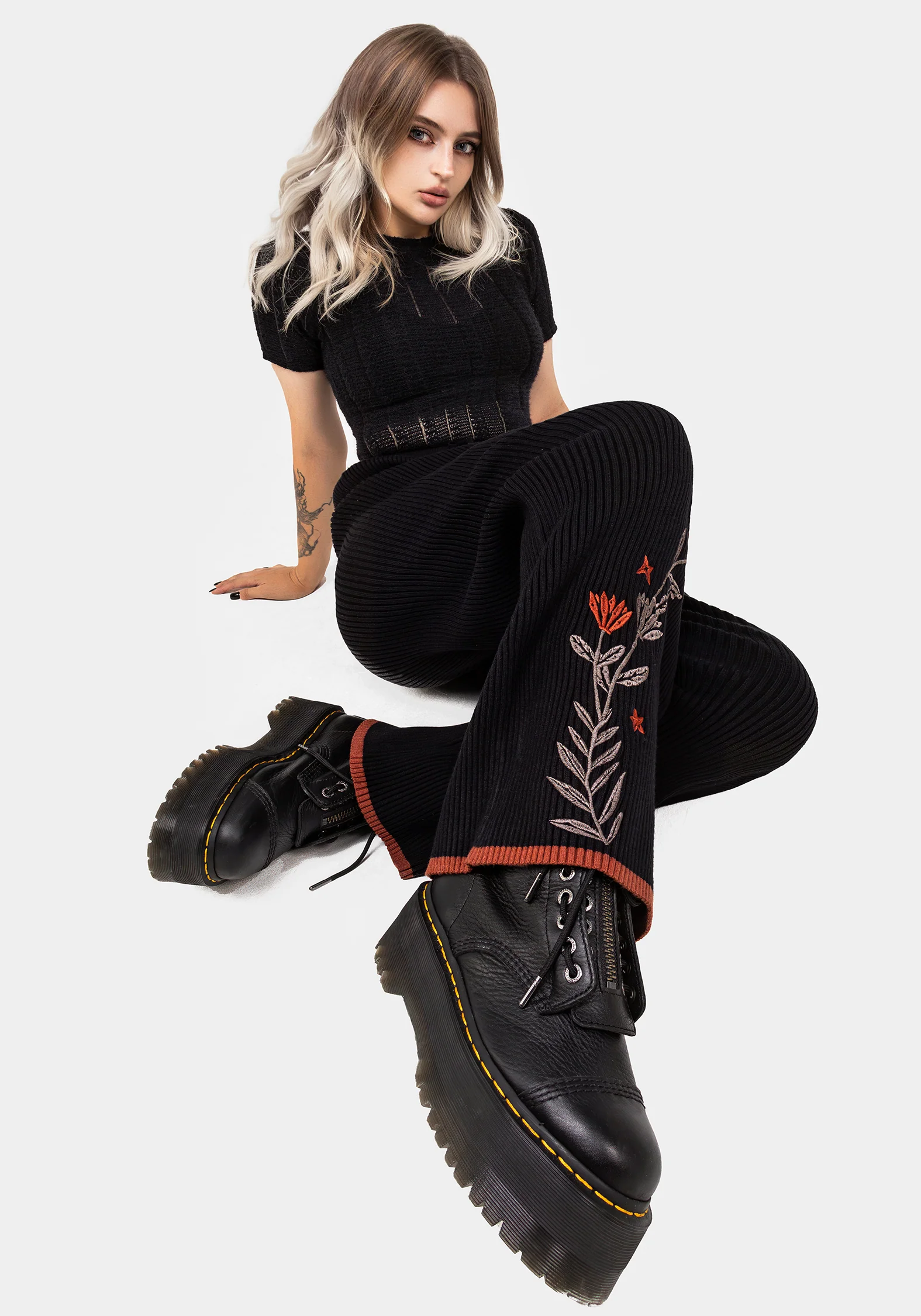 Foxfire Embroidered Knit Joggers - Image 5