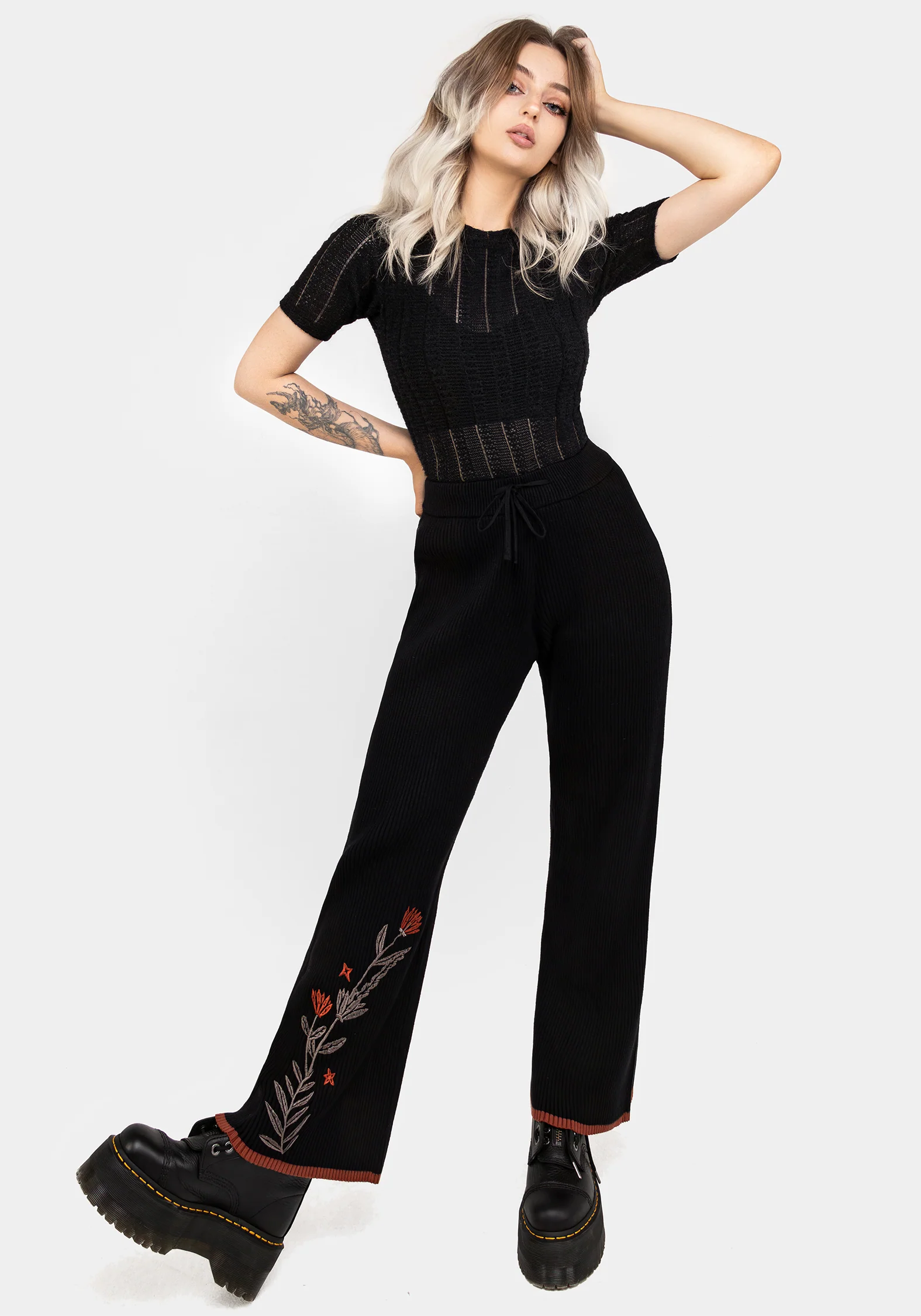 Foxfire Embroidered Knit Joggers - Image 8