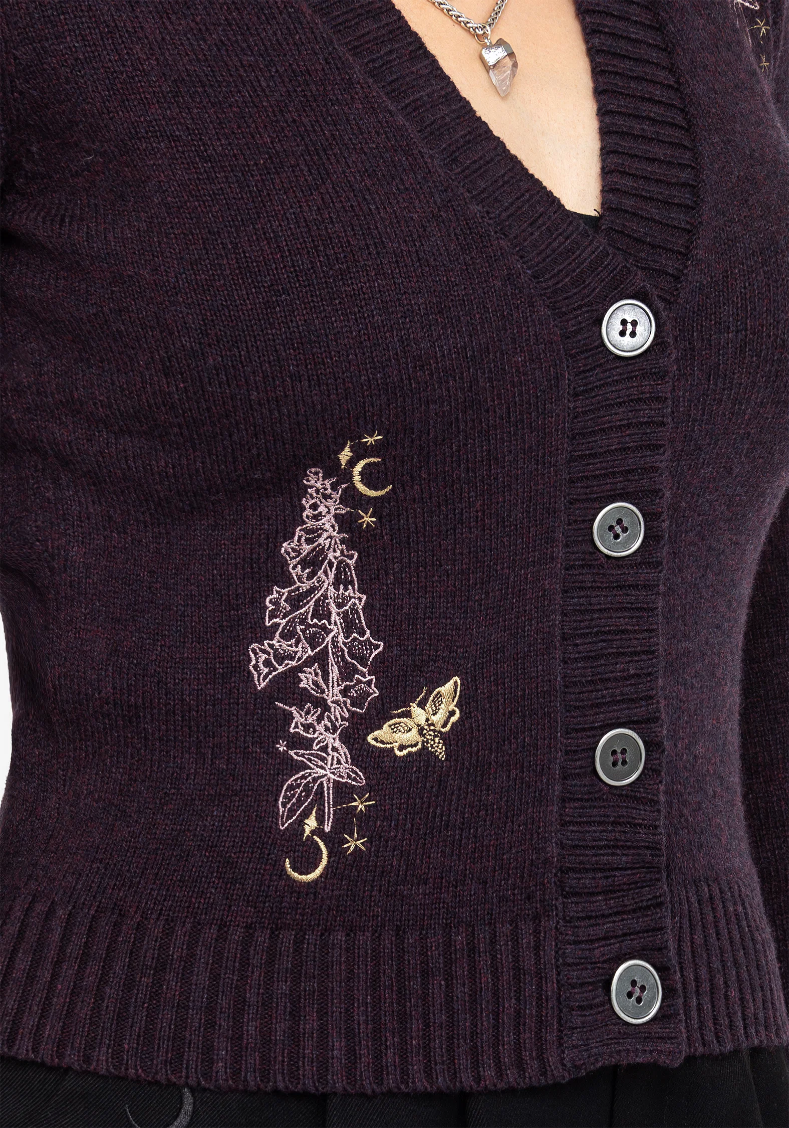 Foxglove Embroidered Knit Cardigan - Image 2