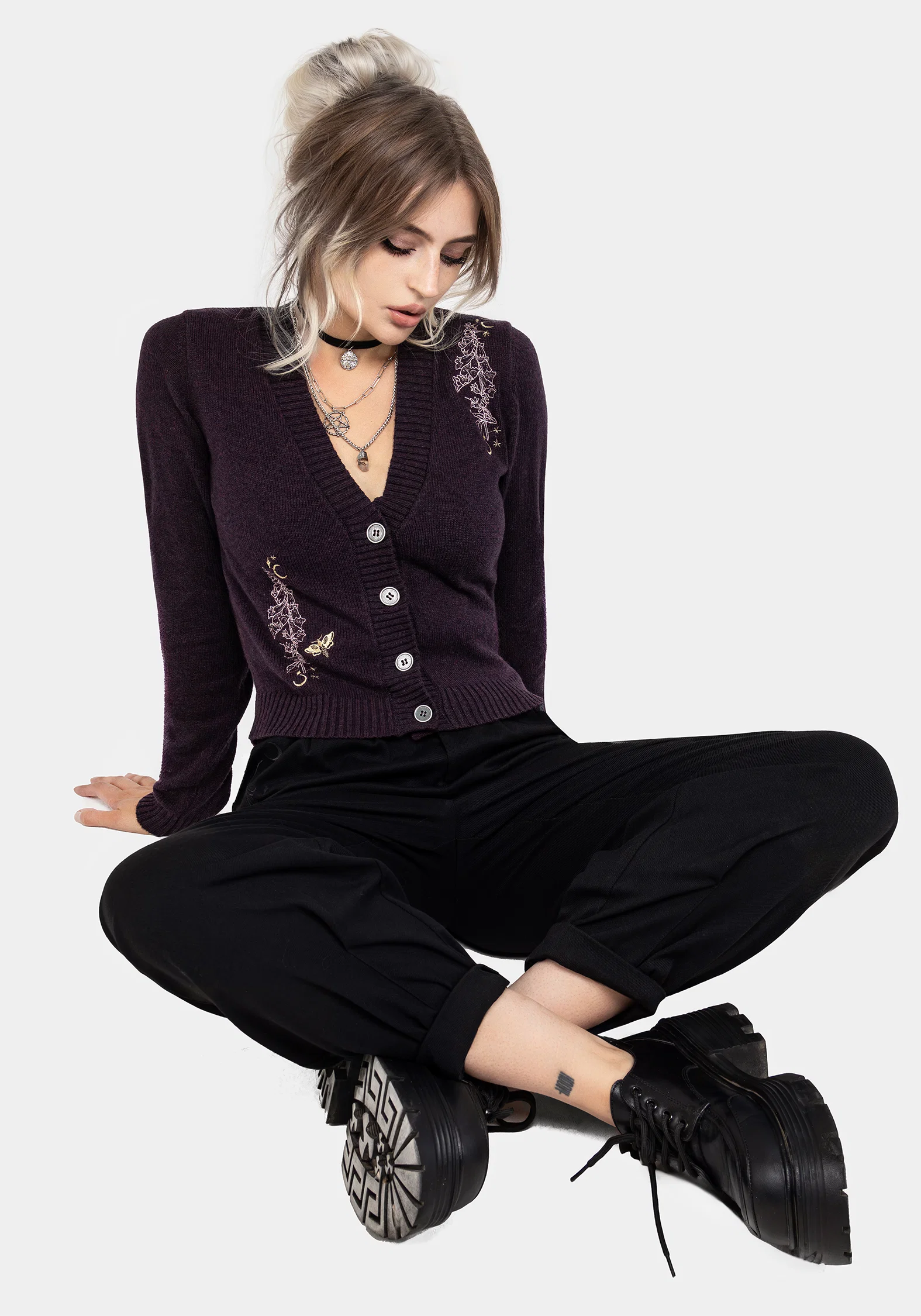 Foxglove Embroidered Knit Cardigan - Image 4