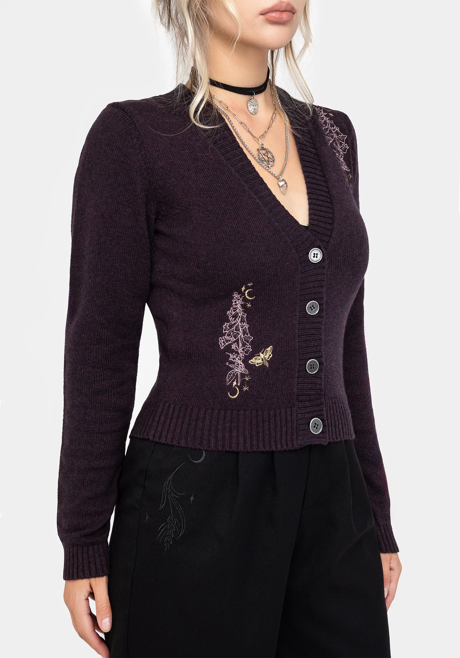 Foxglove Embroidered Knit Cardigan - Image 6
