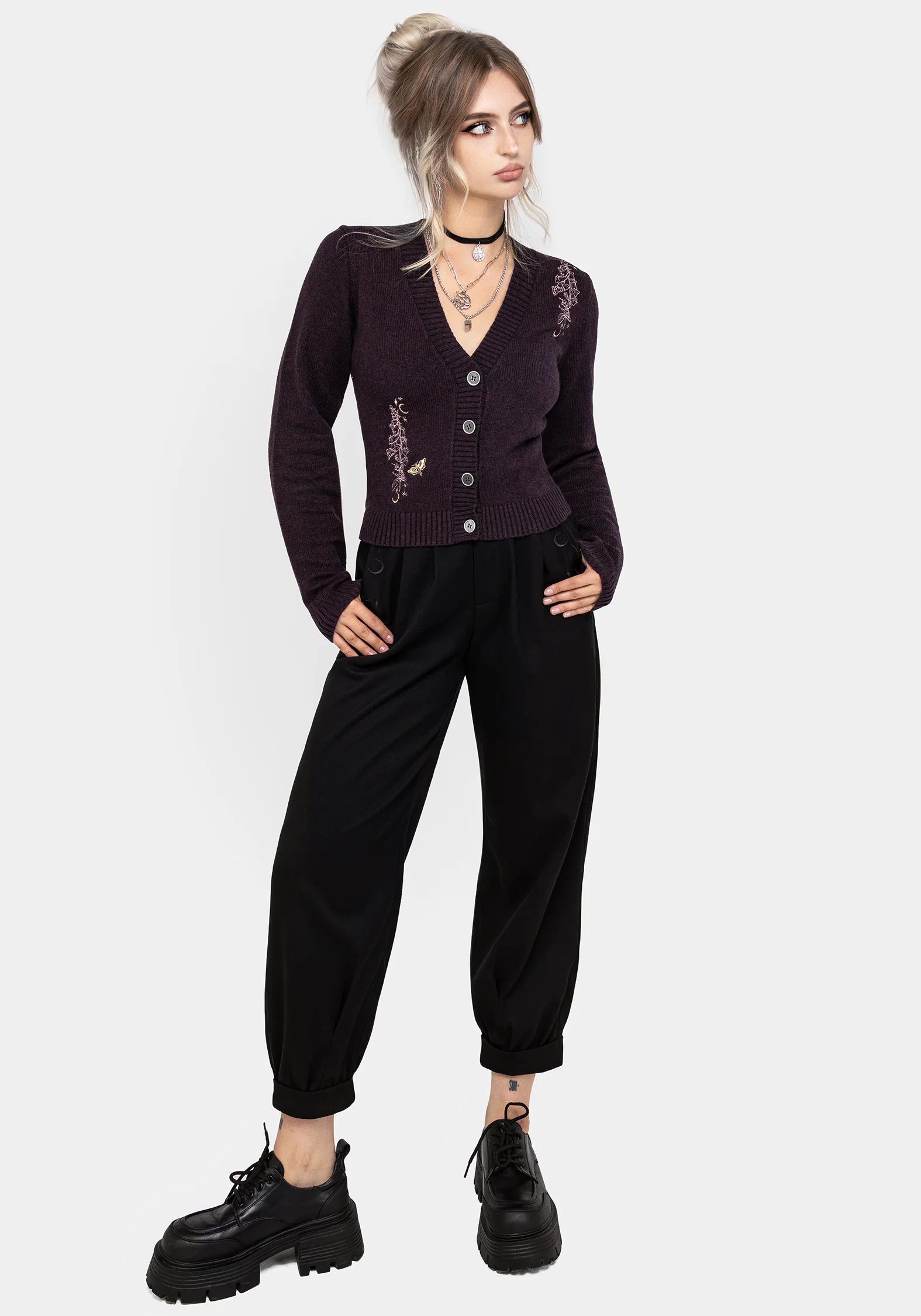Foxglove Embroidered Knit Cardigan - Image 7