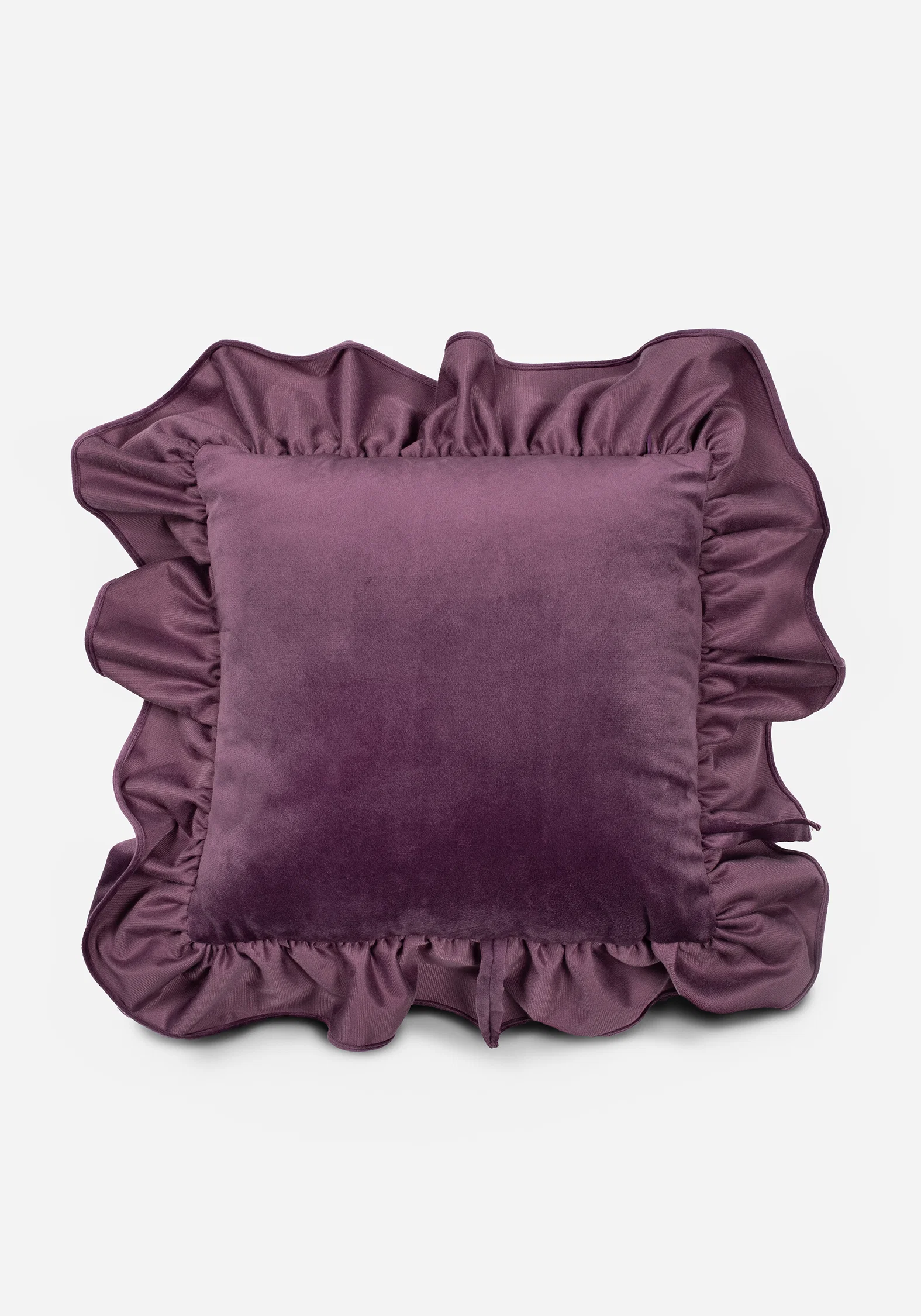 Foxglove Embroidered Velour Ruffle Cushion - Image 4