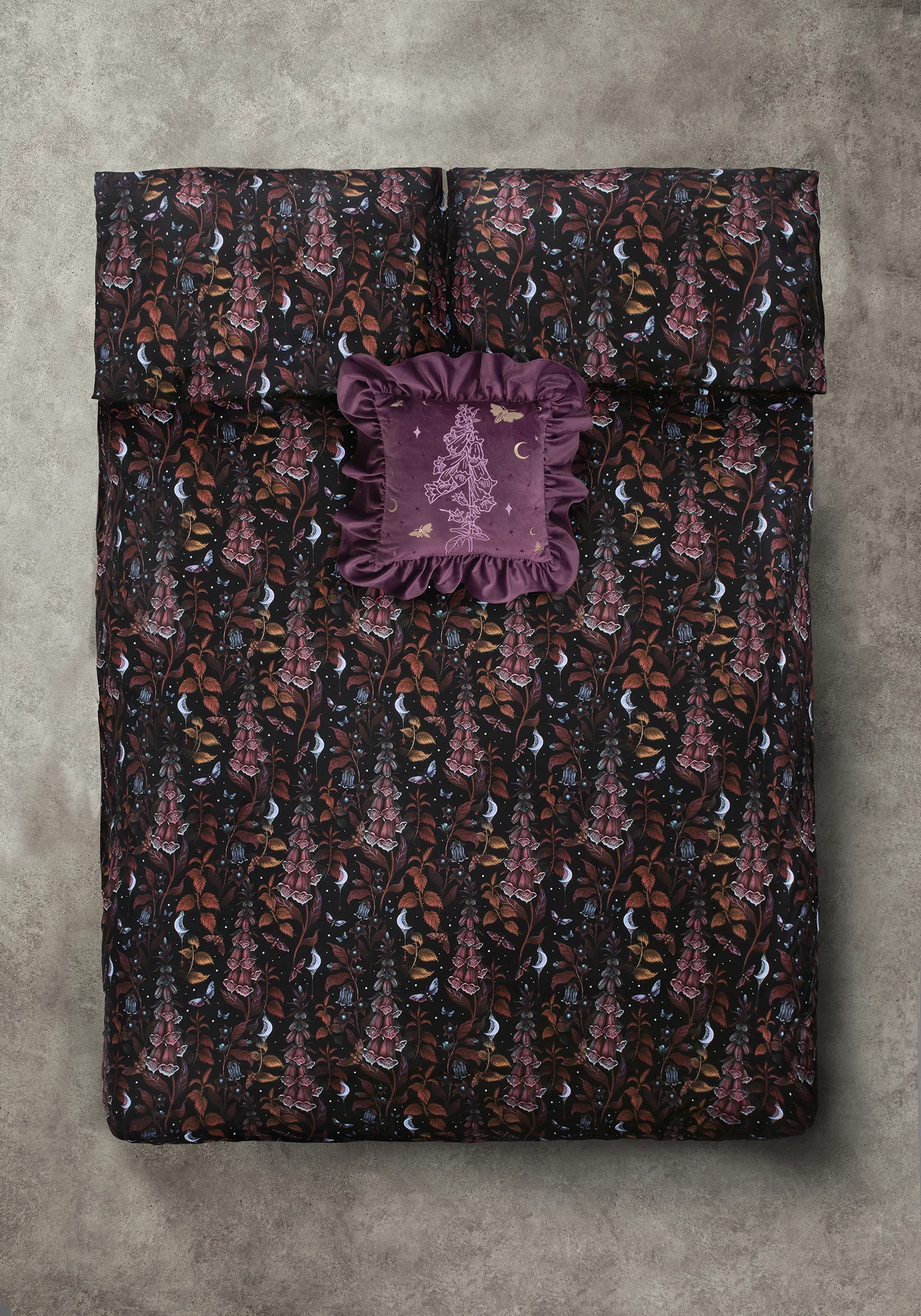 Foxglove Embroidered Velour Ruffle Cushion - Image 6