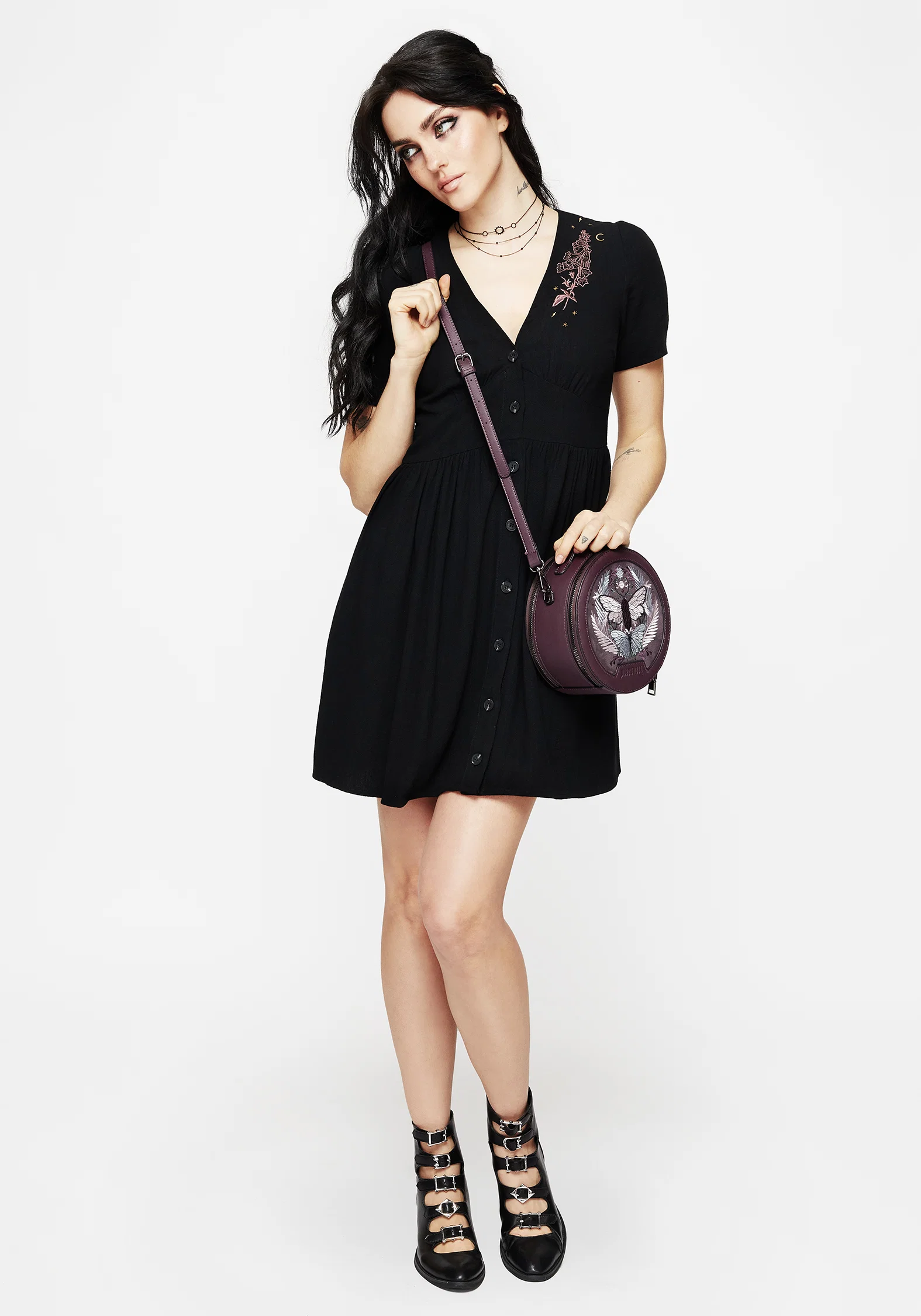 Foxglove V Neck Mini Dress - Image 4