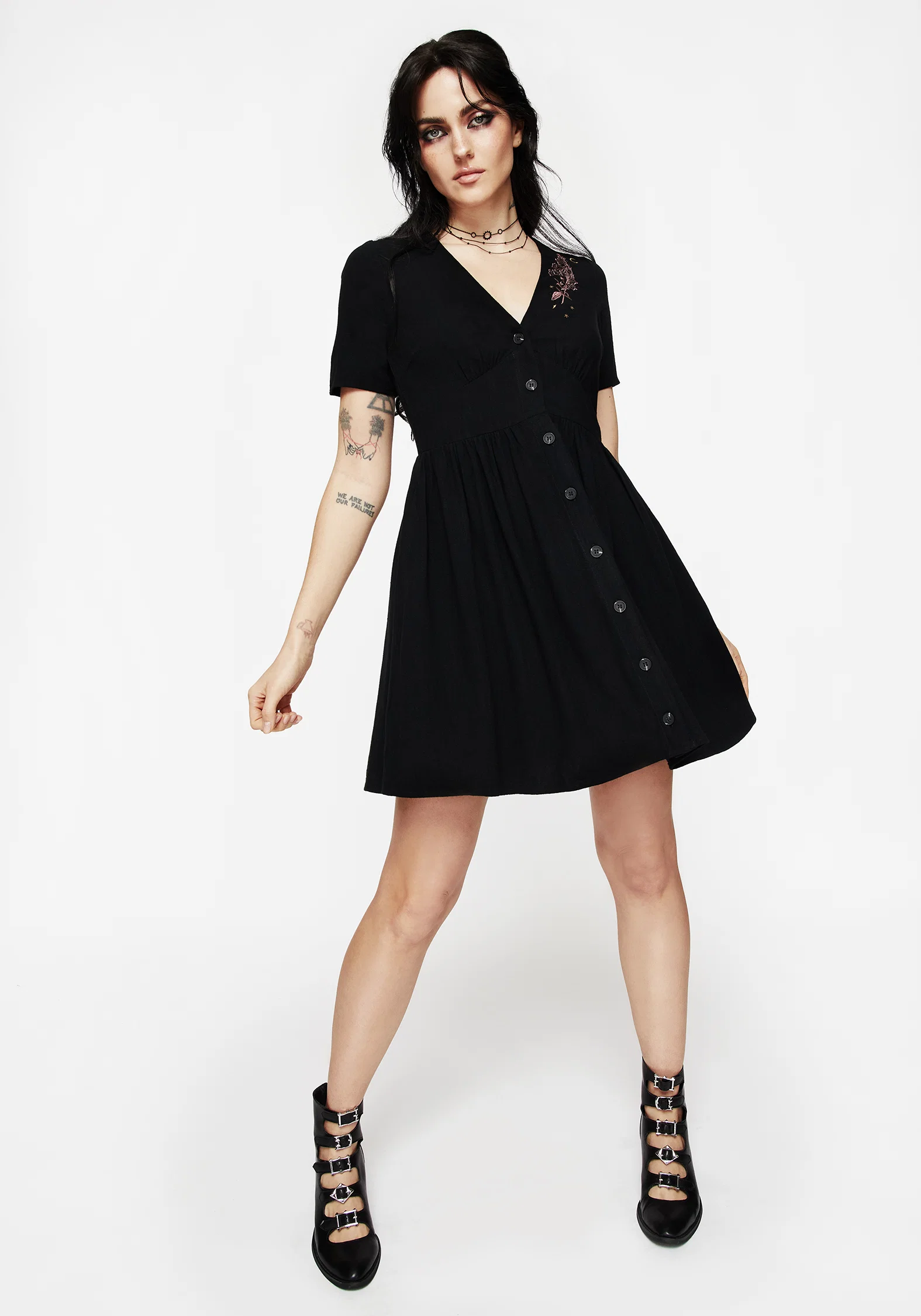 Foxglove V Neck Mini Dress - Image 6
