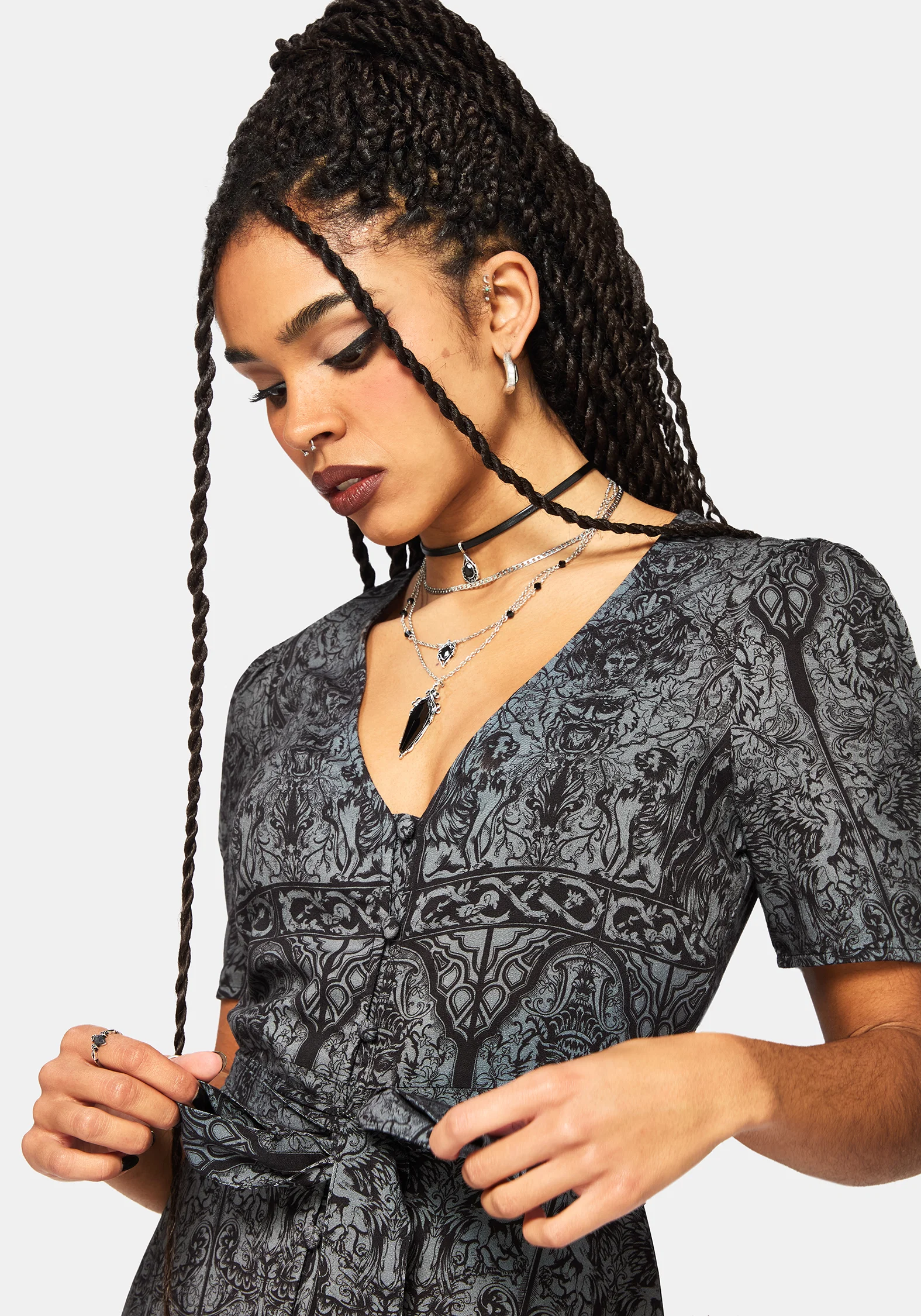 Fracture Cathedral Print Button Down Midi Dress - Image 2