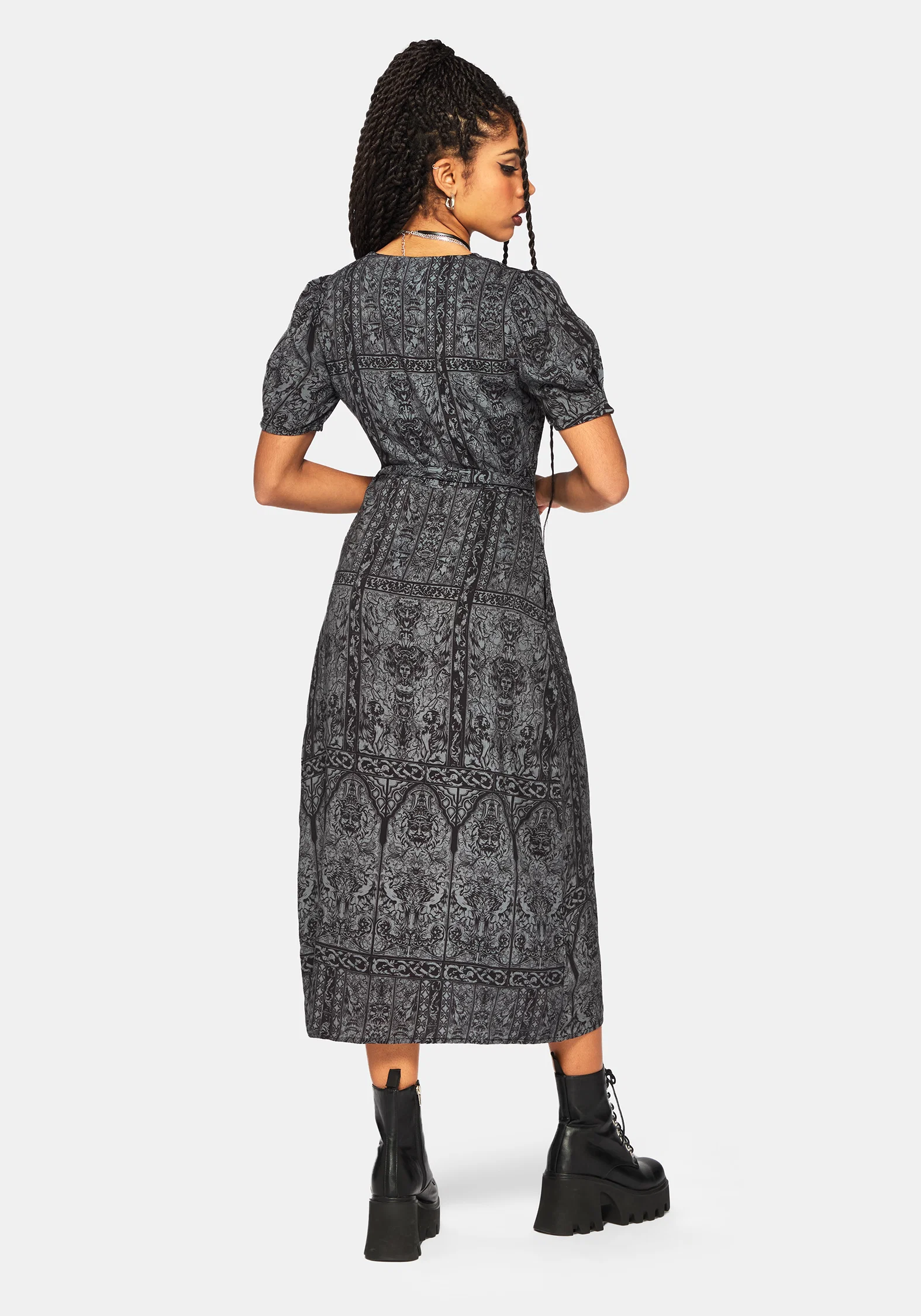 Fracture Cathedral Print Button Down Midi Dress - Image 3