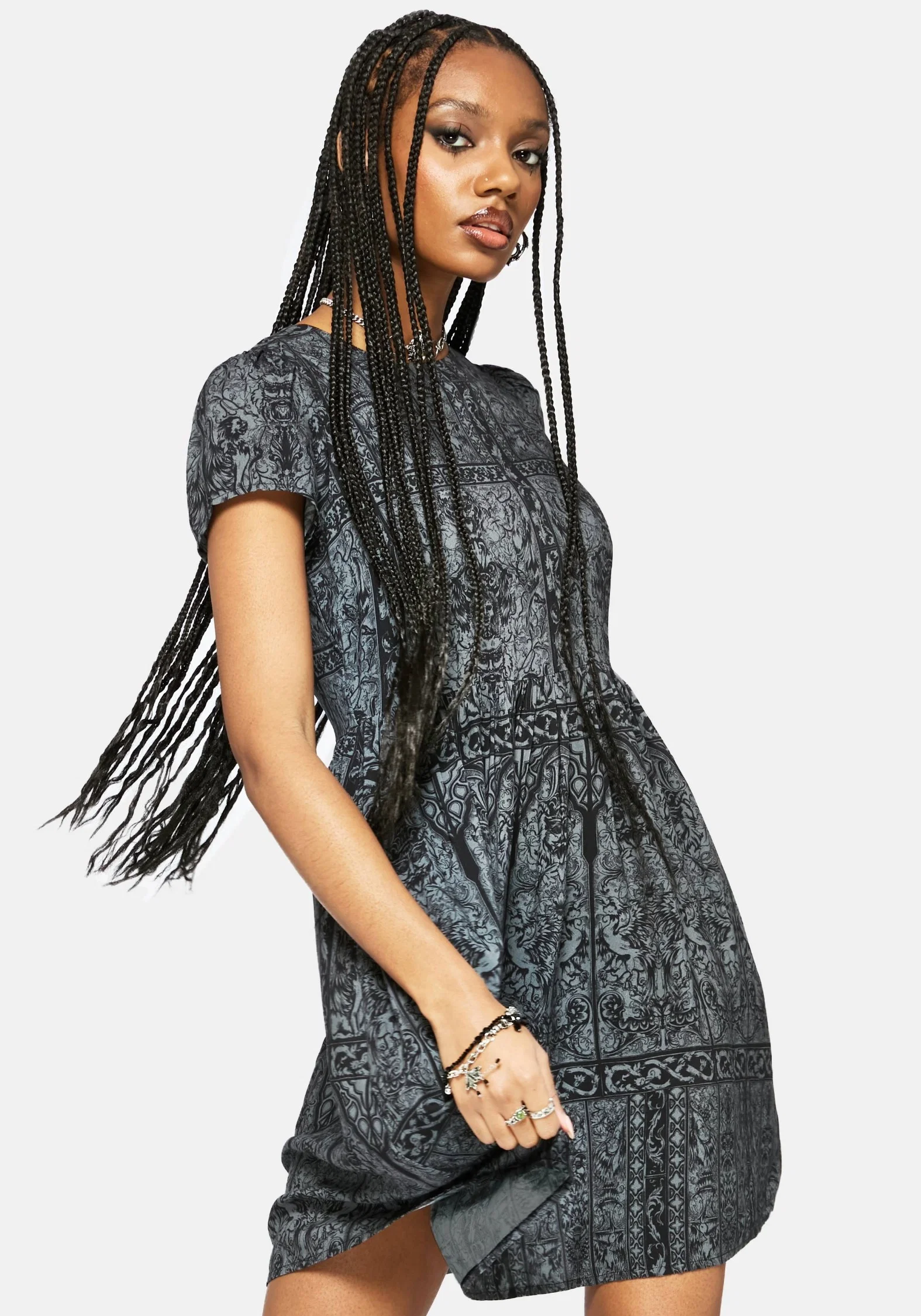 Fracture Cathedral Print Smock Mini Dress - Image 3