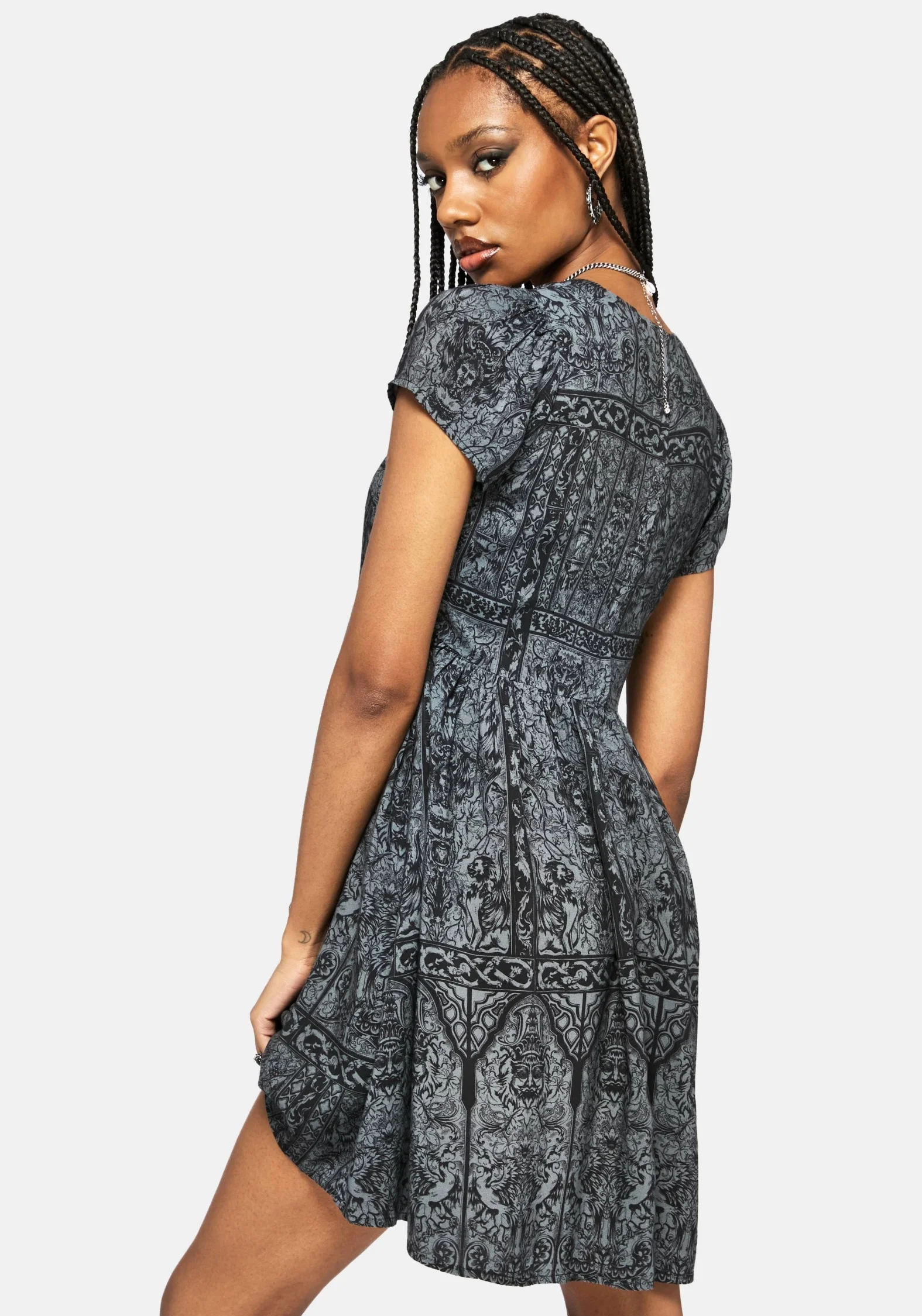 Fracture Cathedral Print Smock Mini Dress - Image 4