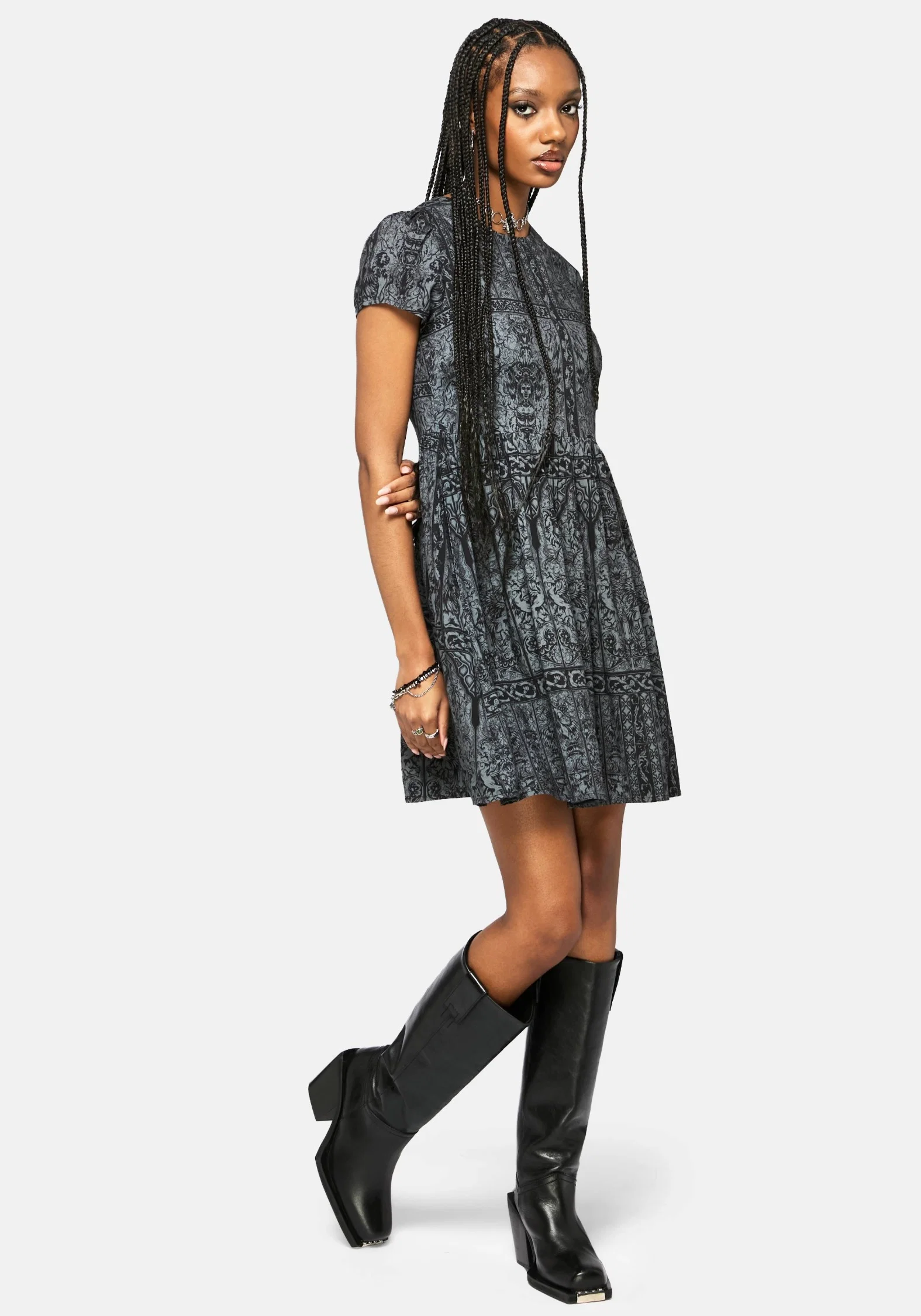 Fracture Cathedral Print Smock Mini Dress - Image 5