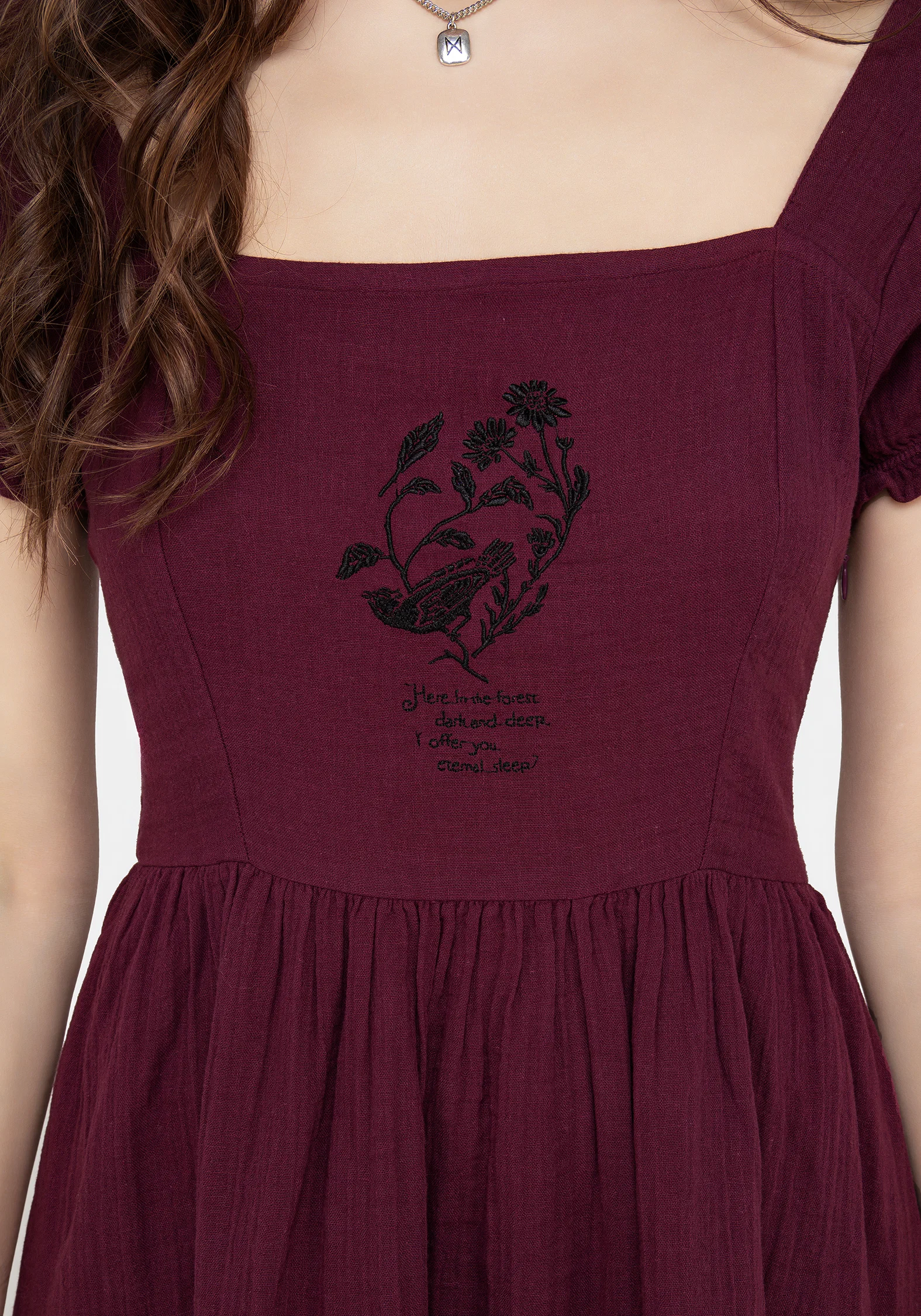 Frances Embroidered Cotton Mini Dress - Image 2