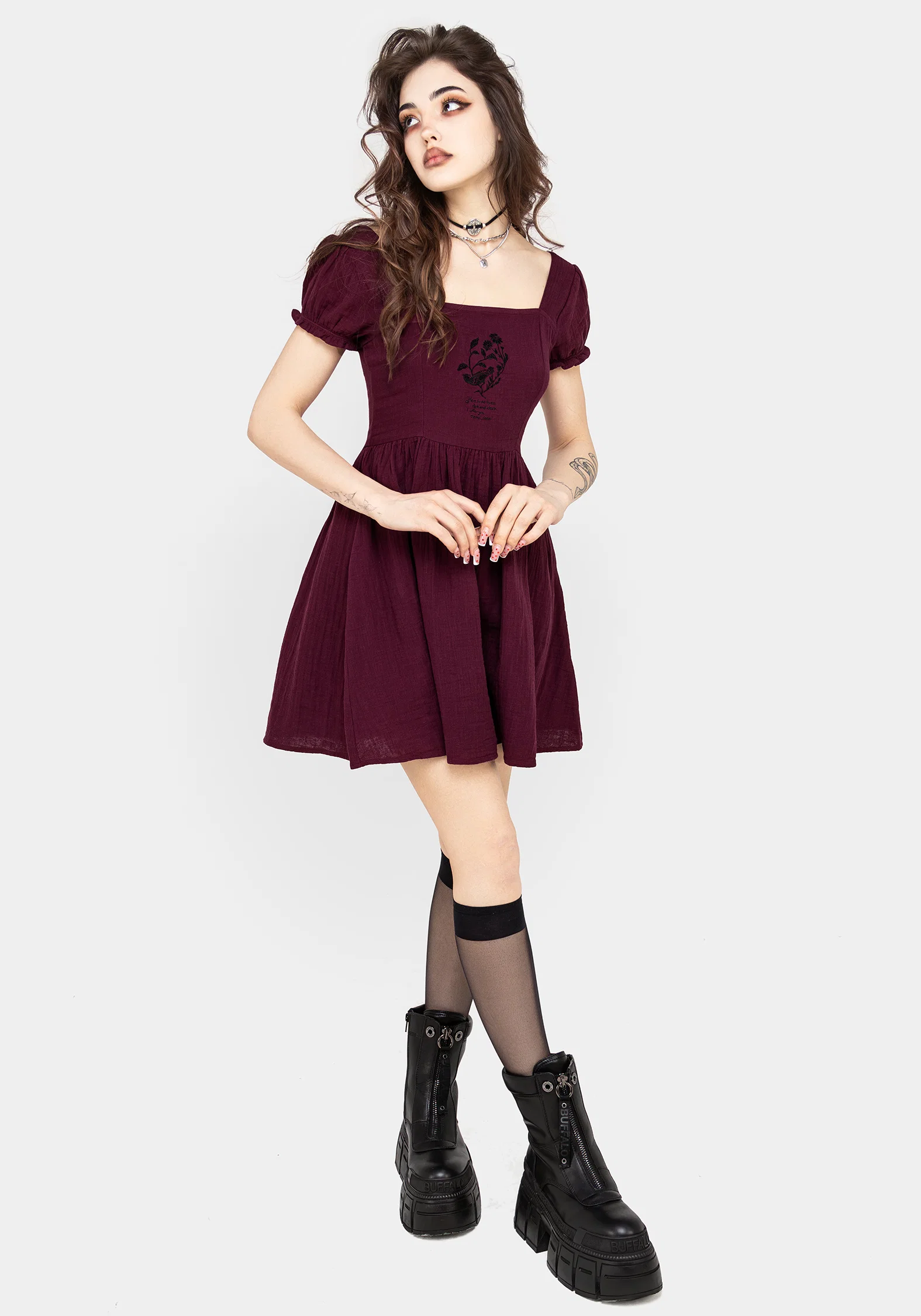 Frances Embroidered Cotton Mini Dress - Image 4