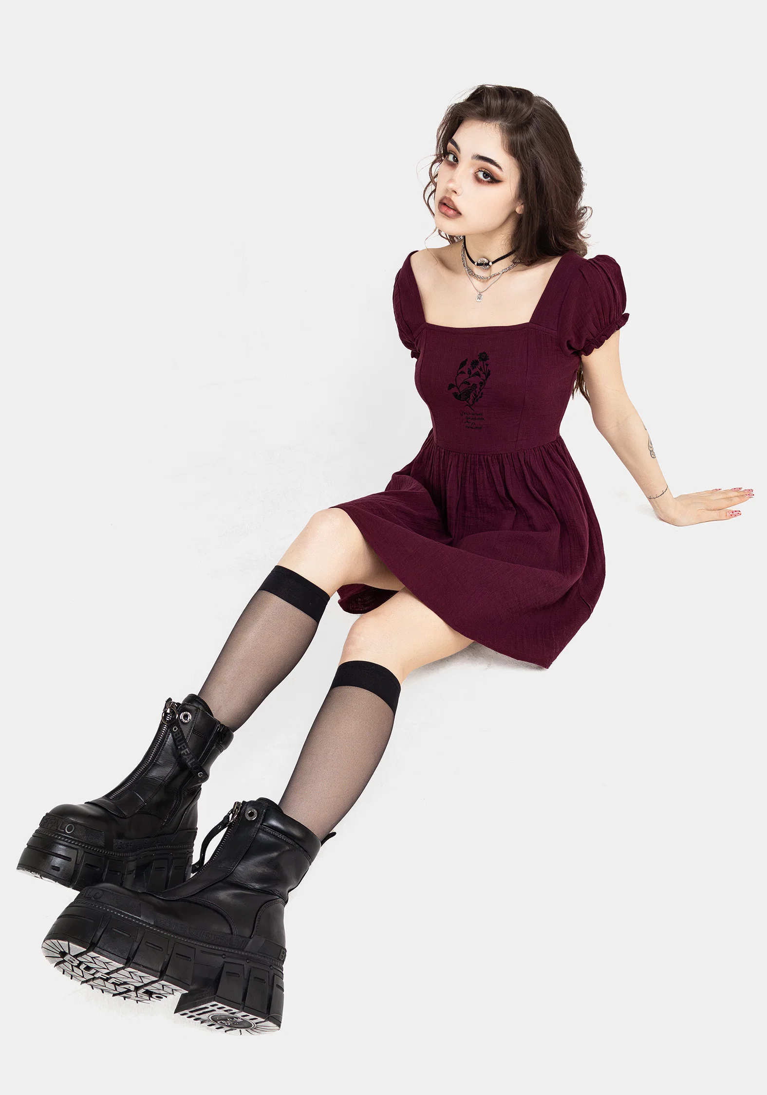 Frances Embroidered Cotton Mini Dress - Image 8
