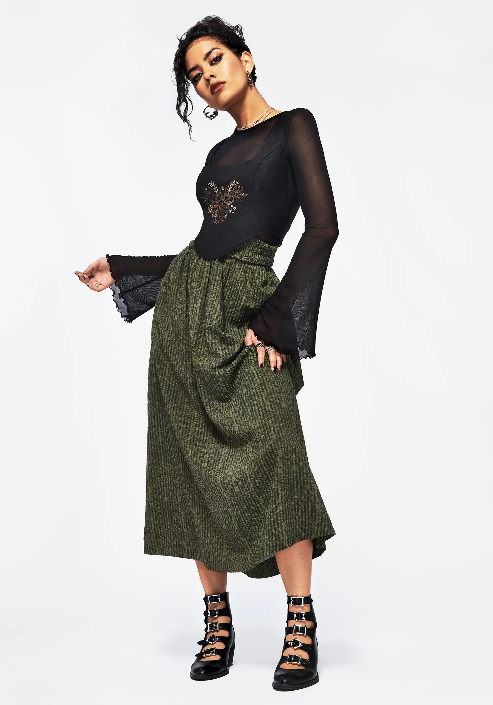 Francesca Dragon Printed Midaxi Skirt - Image 4