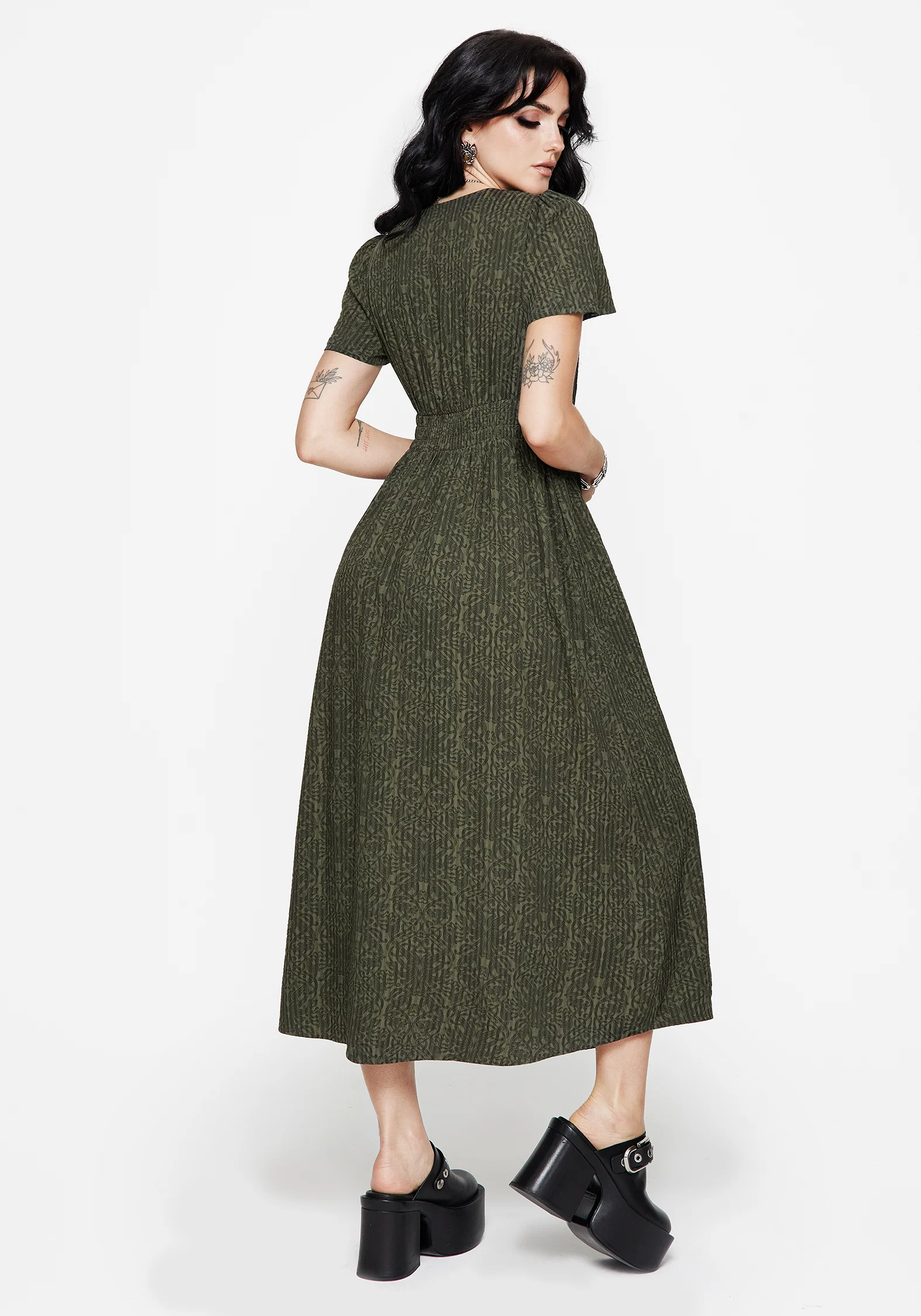 Francesca Dragon Printed Wrap Over Midaxi Dress - Image 3