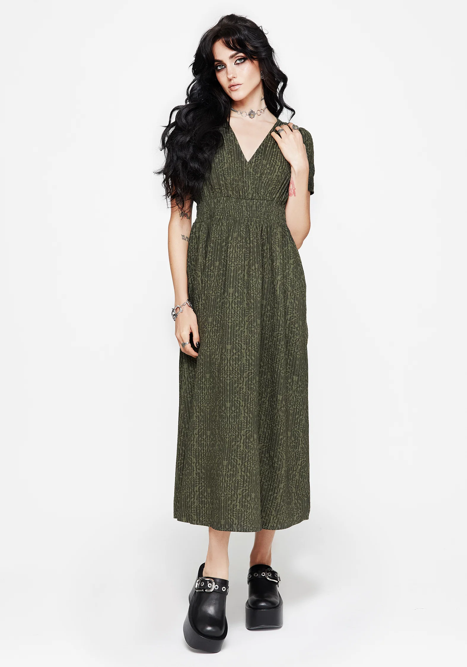 Francesca Dragon Printed Wrap Over Midaxi Dress - Image 4