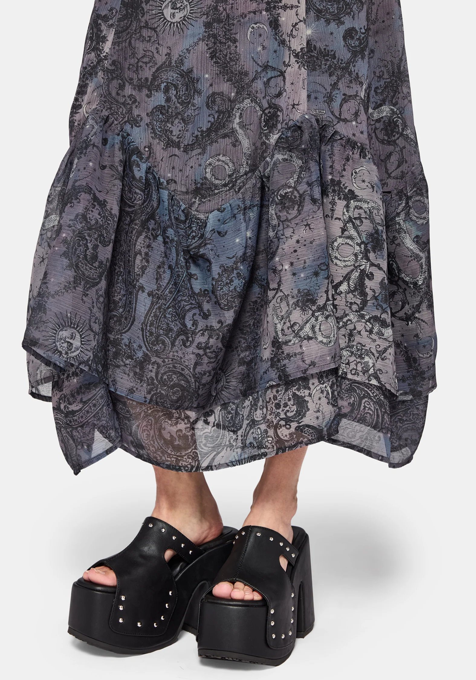 Gaia Celestial Print Chiffon Midaxi Dress - Image 5