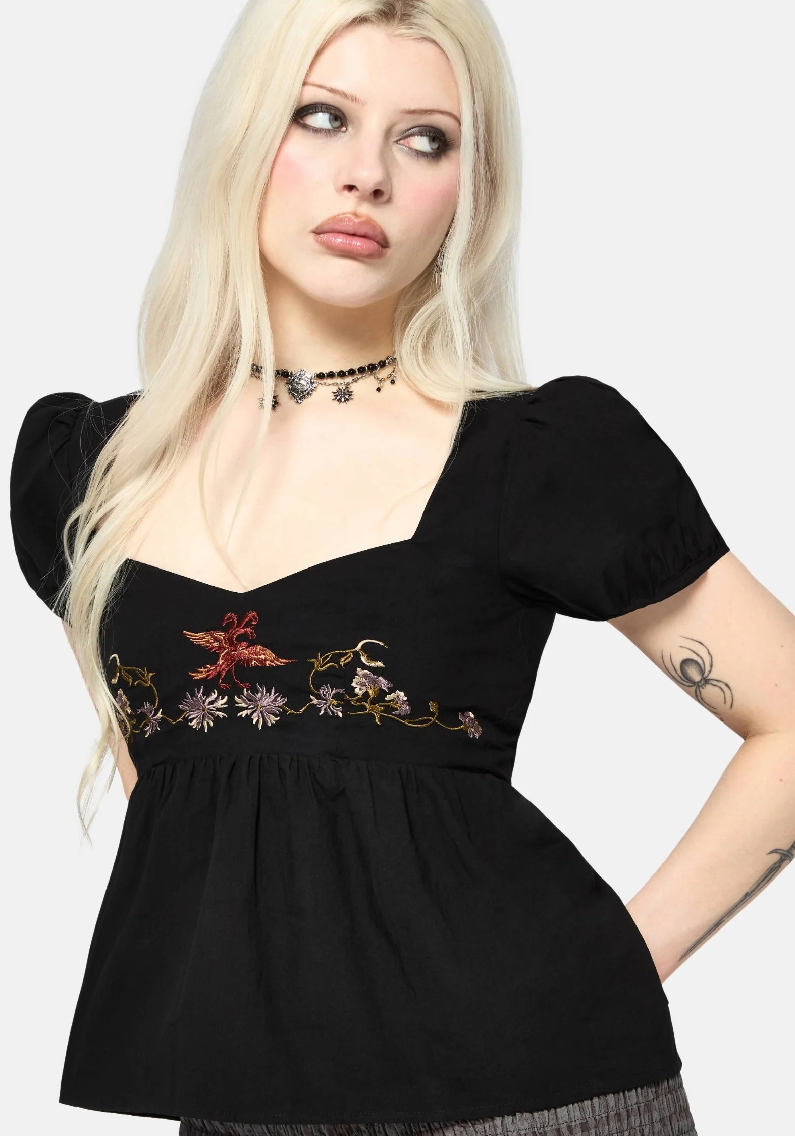 Genevra Embroidered Cotton Babydoll Top - Image 5