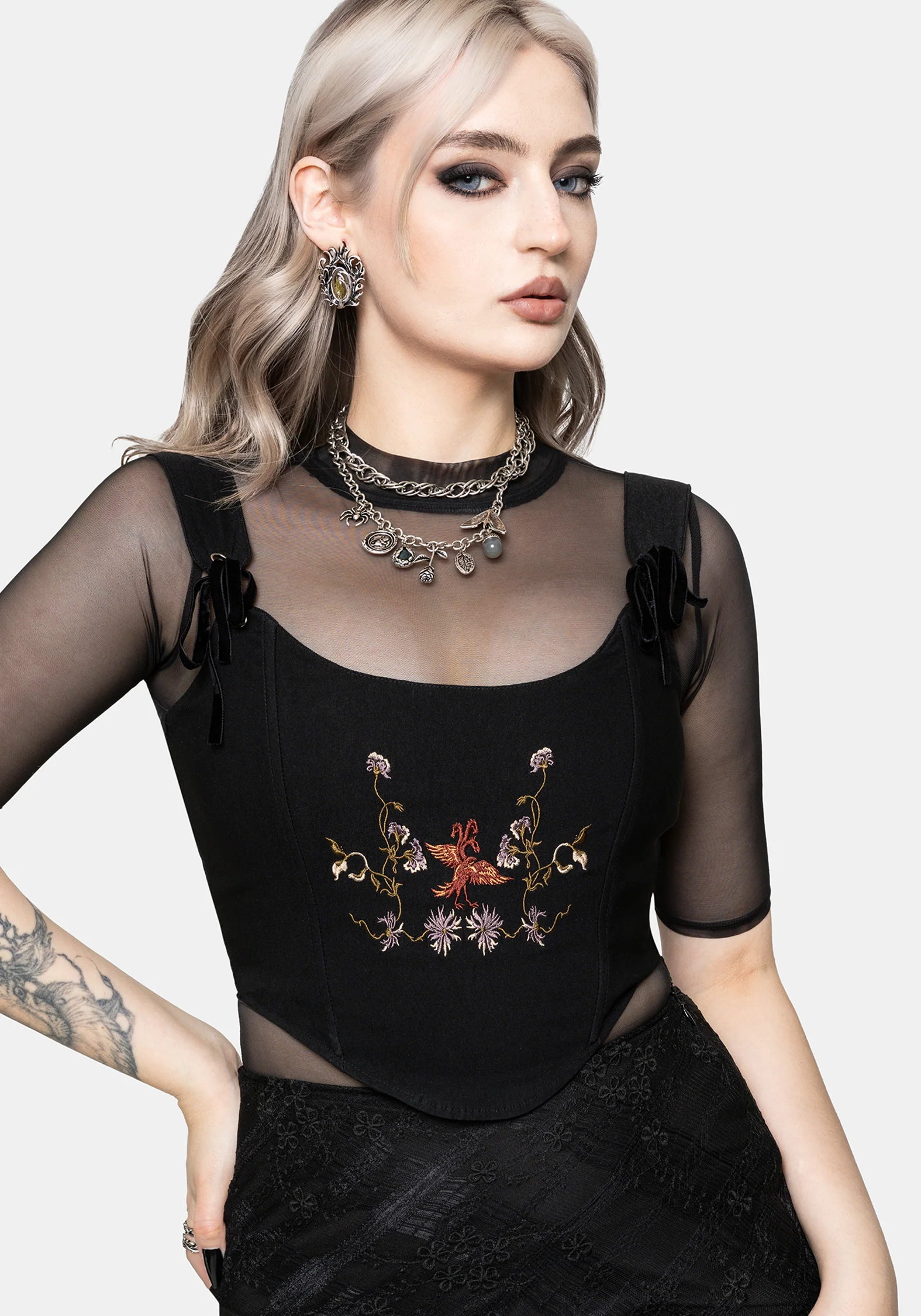 Genevra Embroidered Crop Corset Top - Image 4