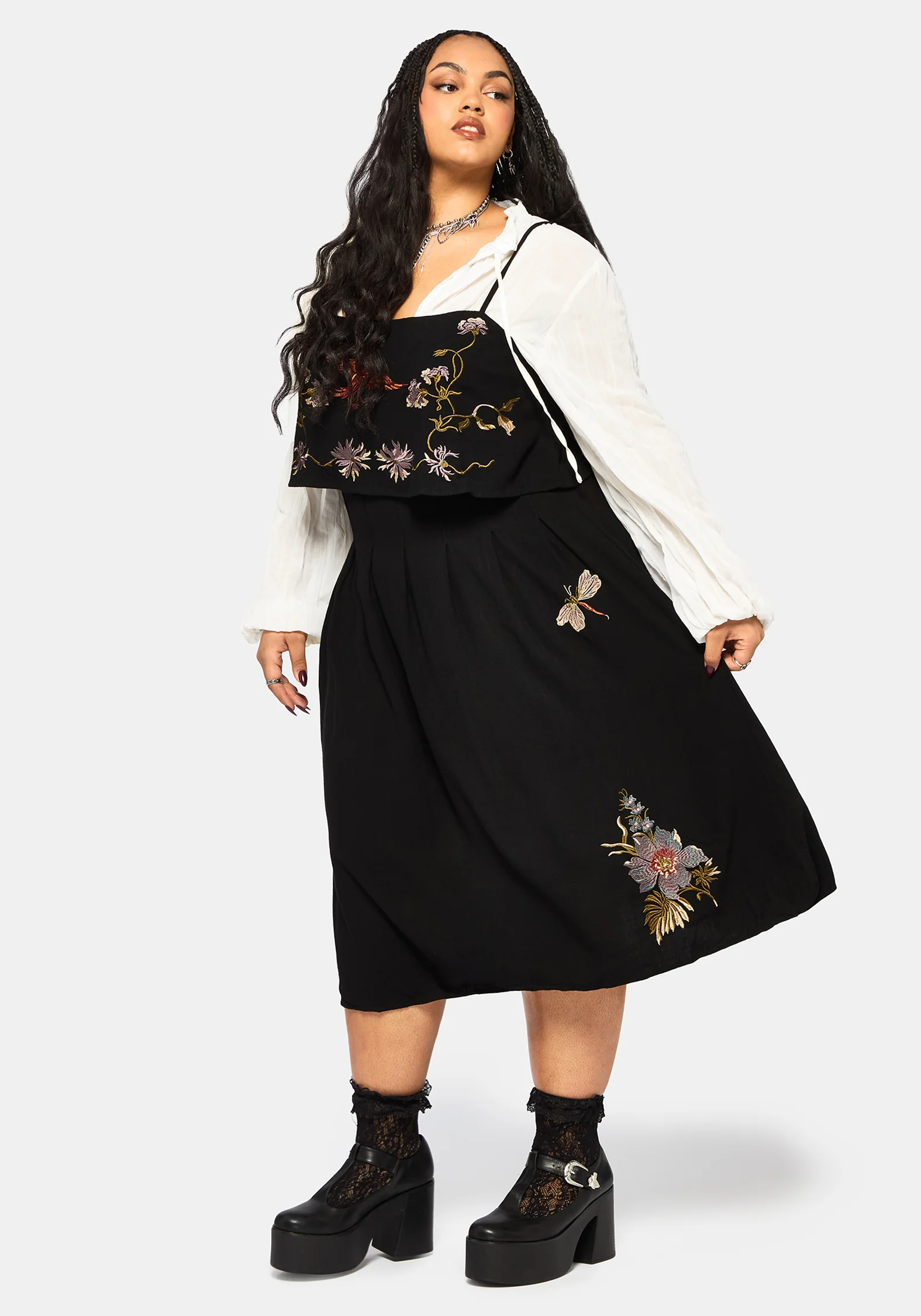 Genevra Embroidered Overlay Midi Dress - Image 6