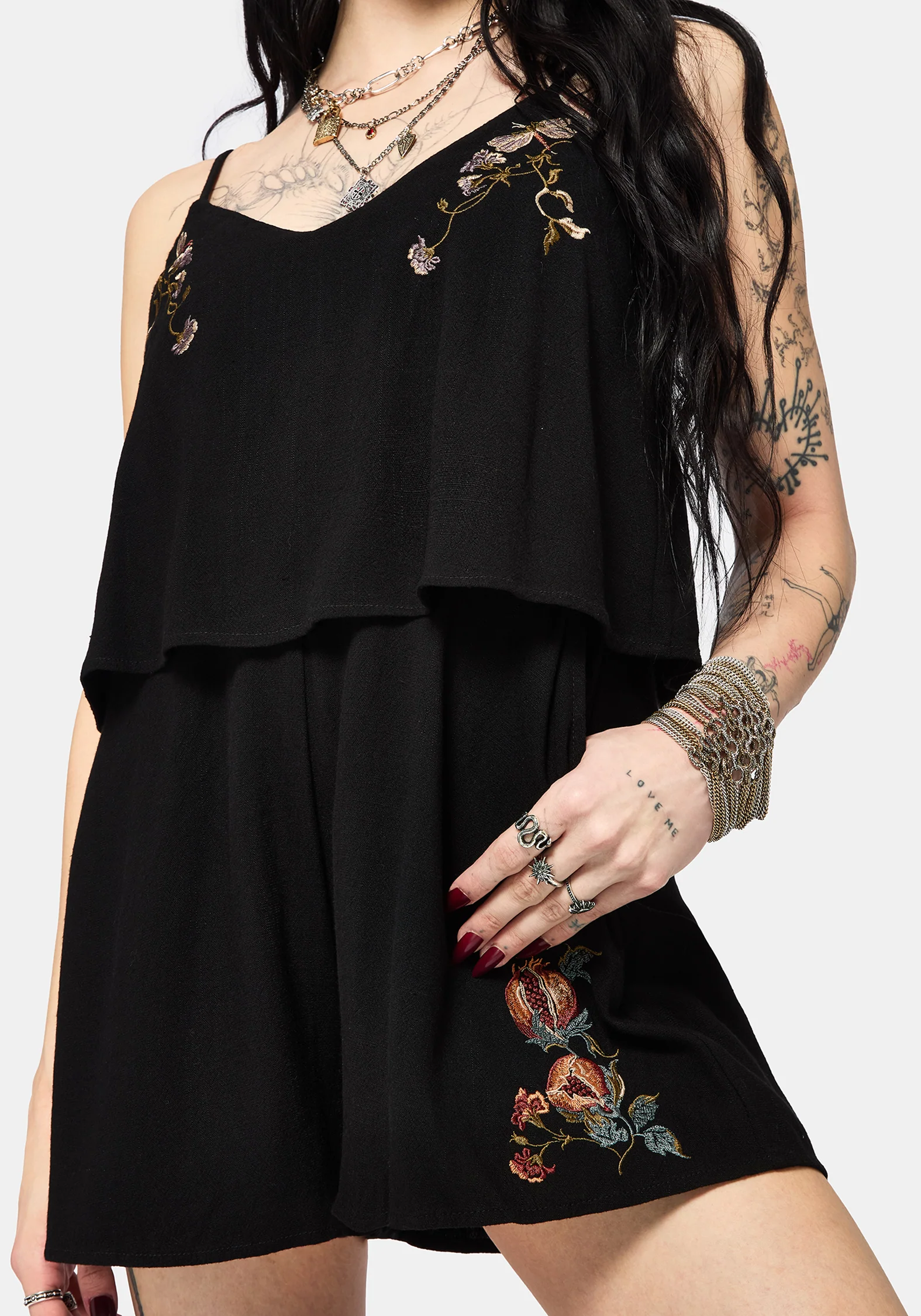 Genevra Embroidered Overlay Playsuit - Image 3