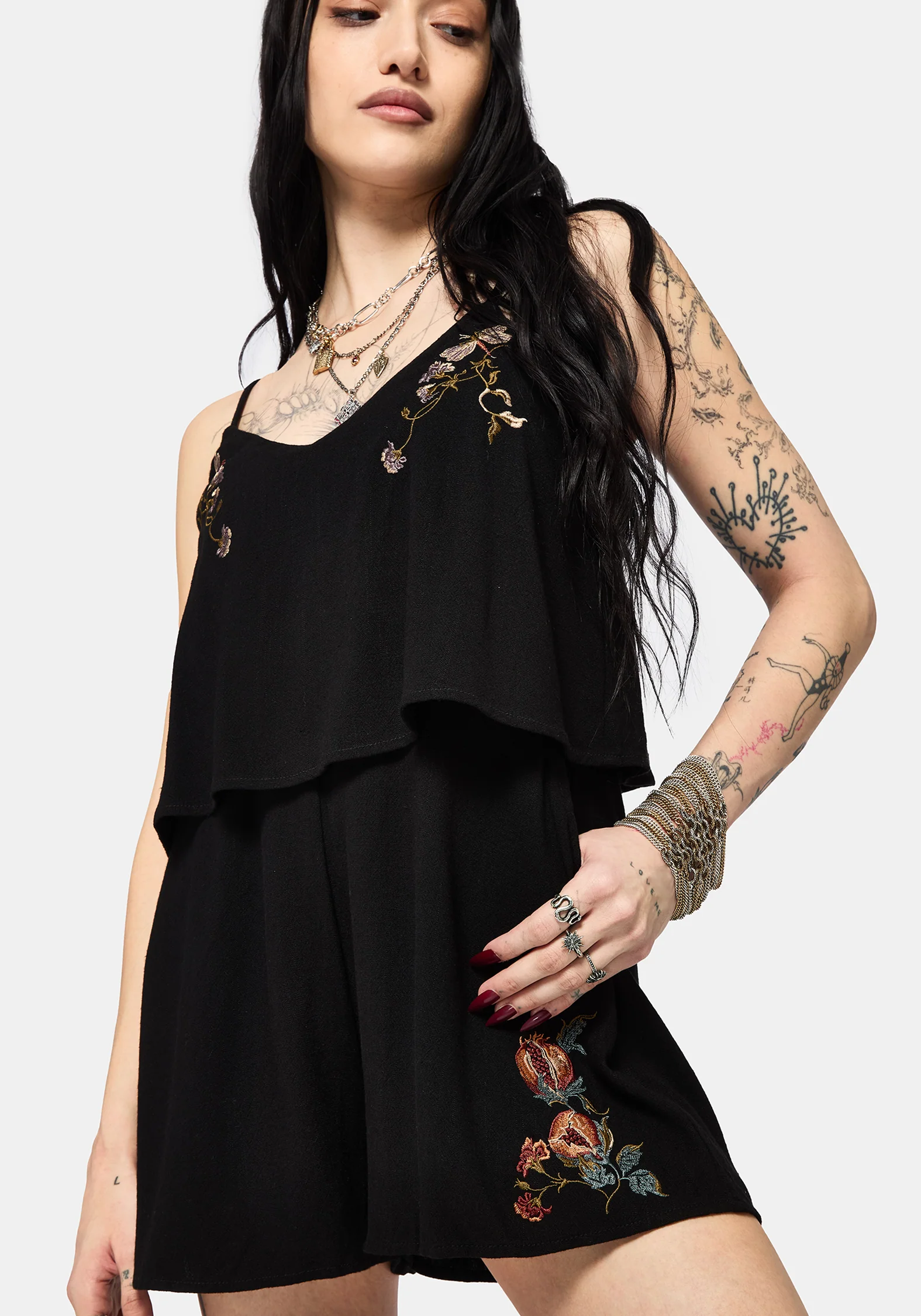 Genevra Embroidered Overlay Playsuit - Image 6