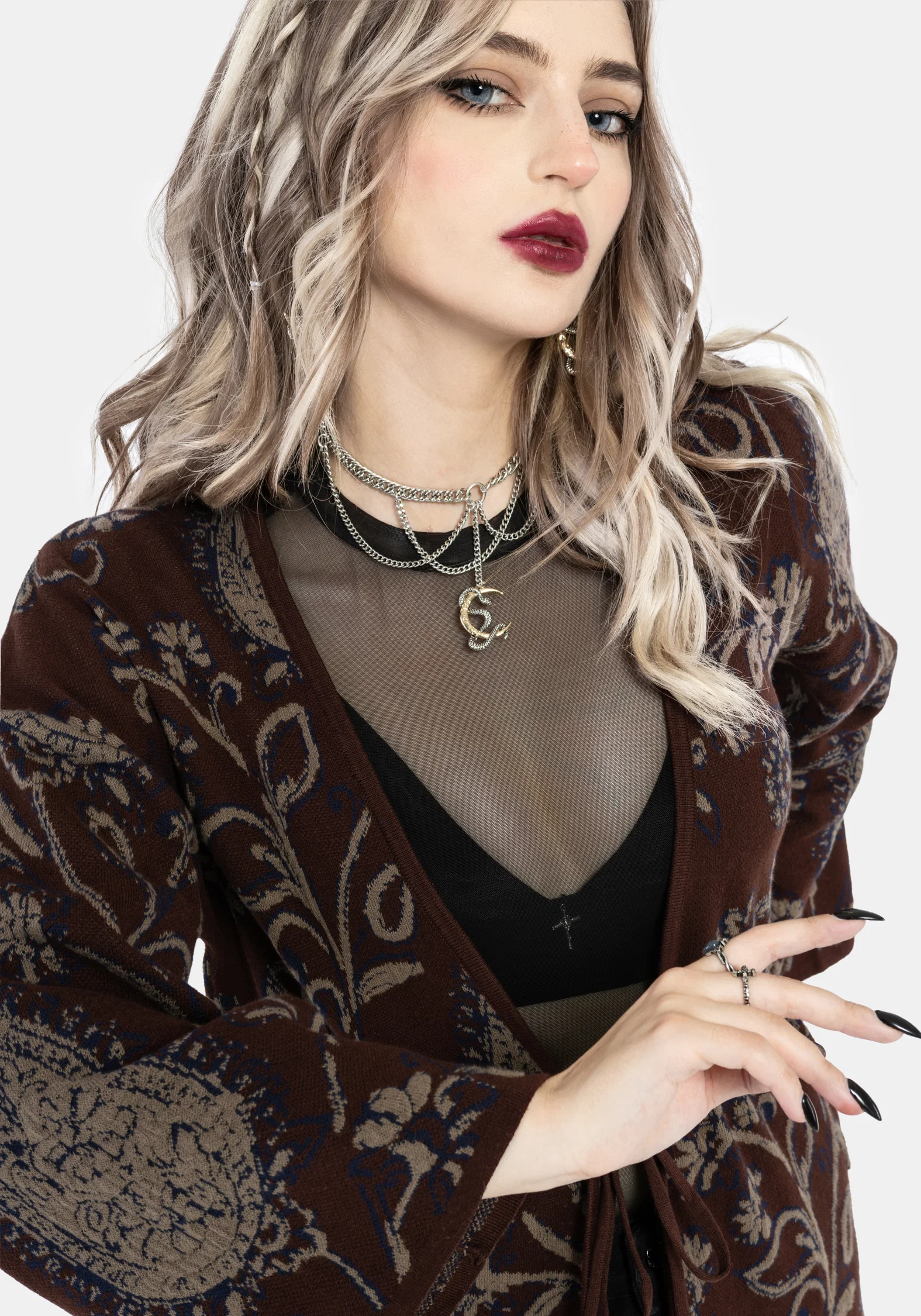 Gillian Cotton Paisley Knit Kimono - Image 2