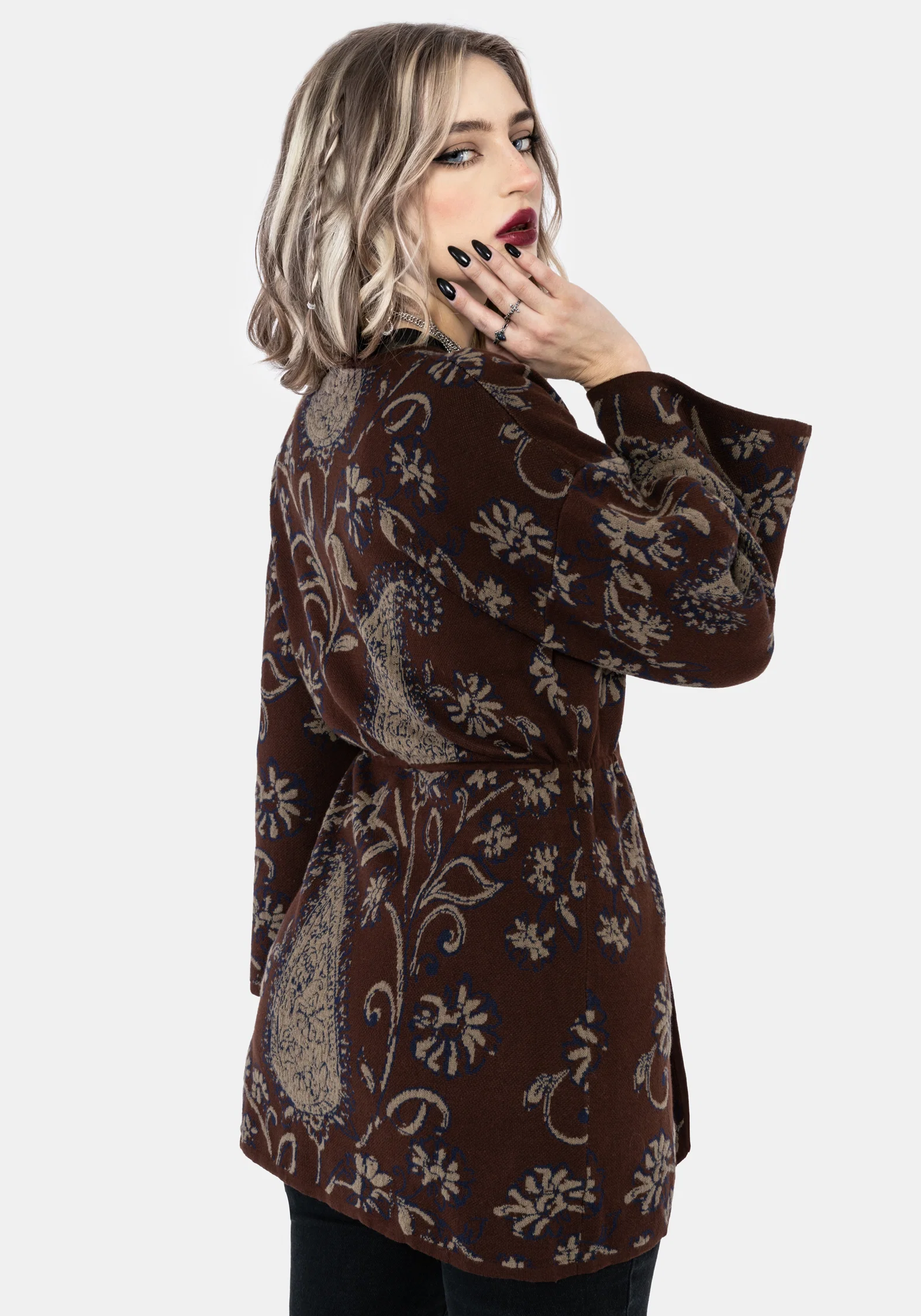 Gillian Cotton Paisley Knit Kimono - Image 3