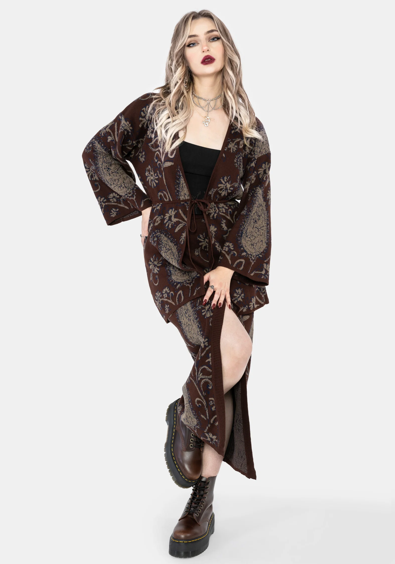 Gillian Cotton Paisley Knit Kimono - Image 4