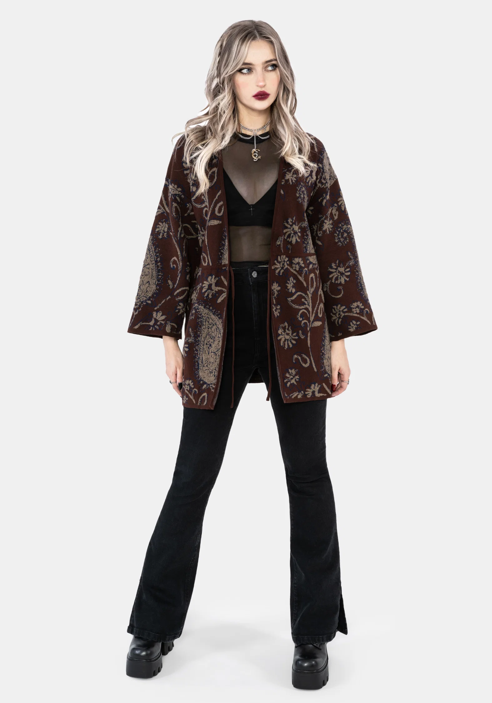Gillian Cotton Paisley Knit Kimono - Image 5