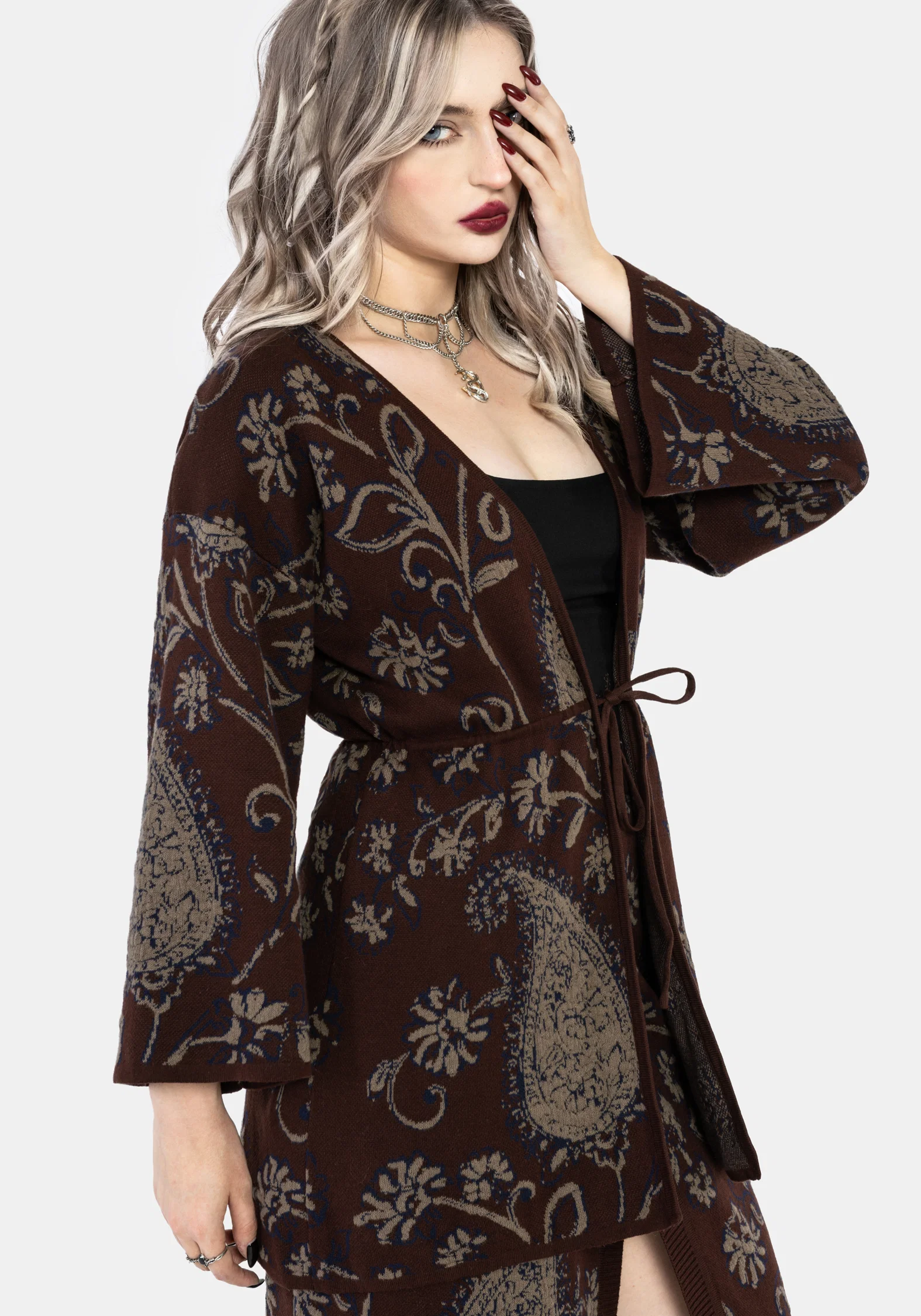 Gillian Cotton Paisley Knit Kimono - Image 6