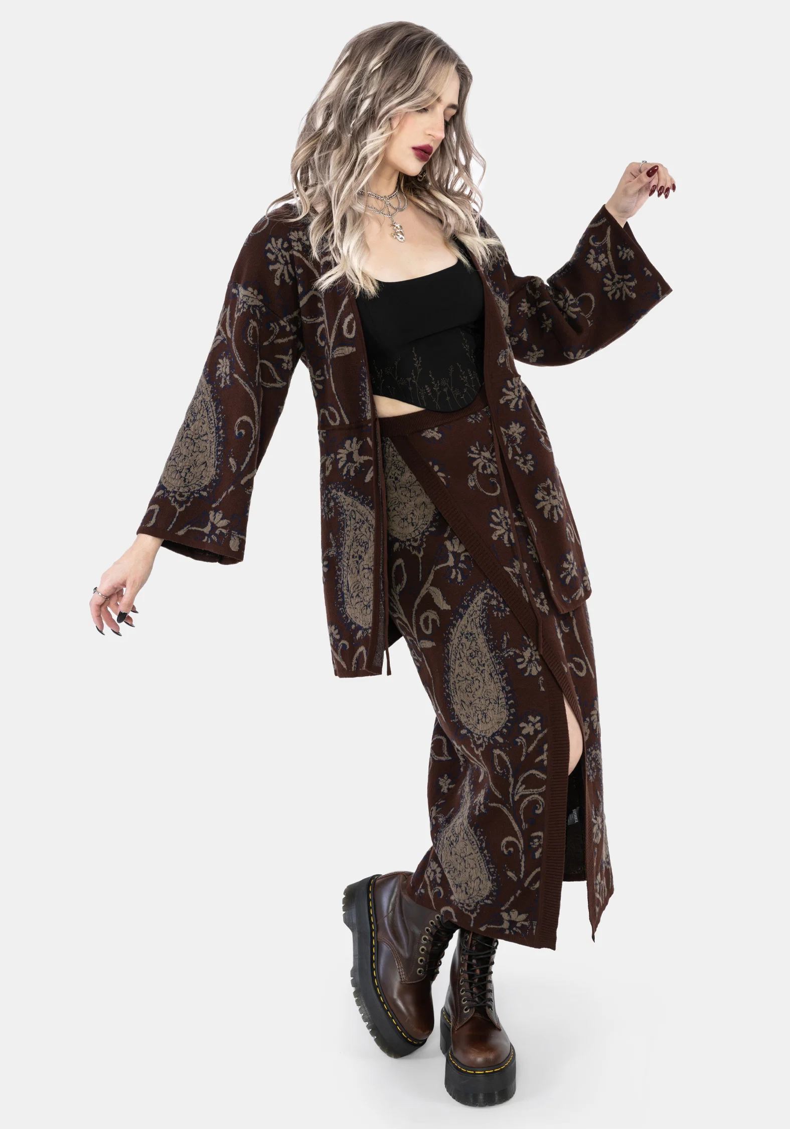 Gillian Cotton Paisley Knit Kimono - Image 7