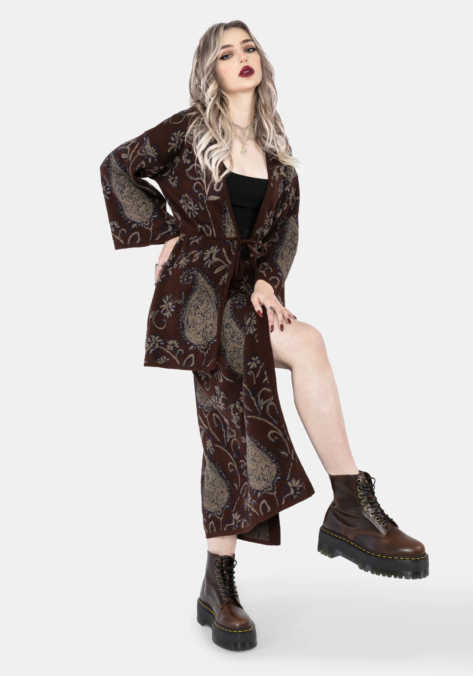 Gillian Cotton Paisley Knit Midi Wrap Skirt - Image 6