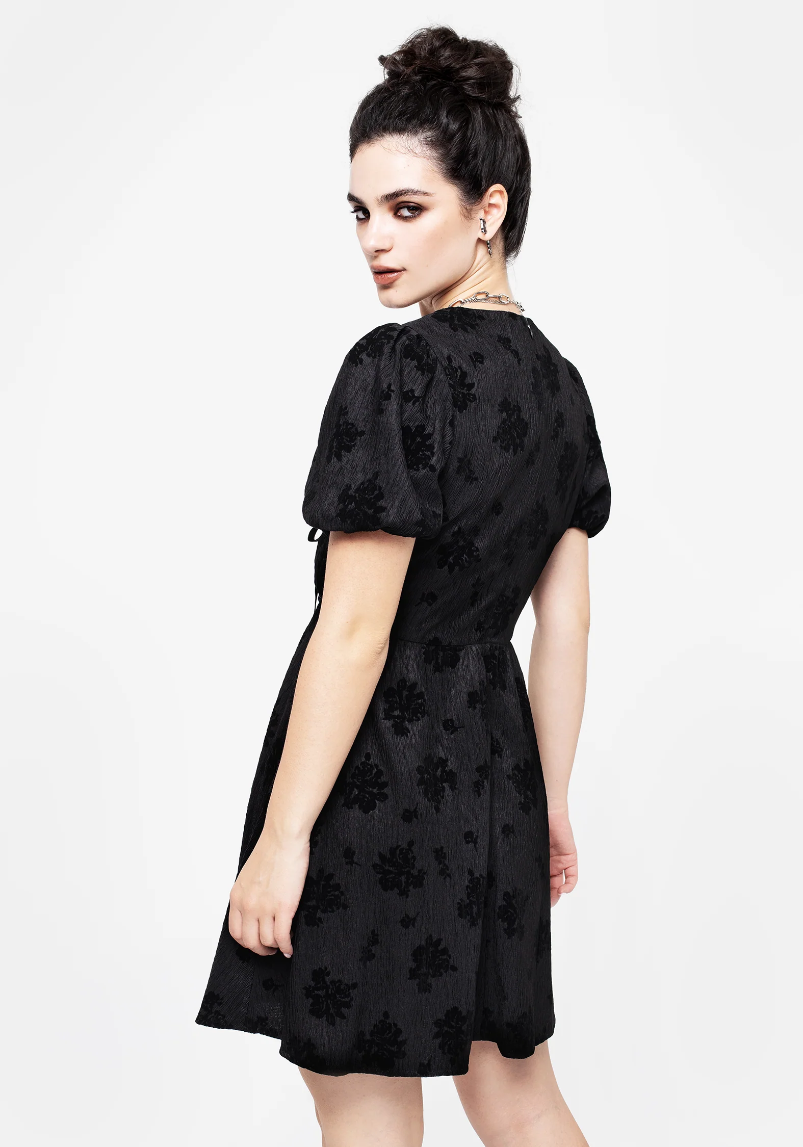 Giselle Floral Puff Sleeve Mini Dress - Image 3