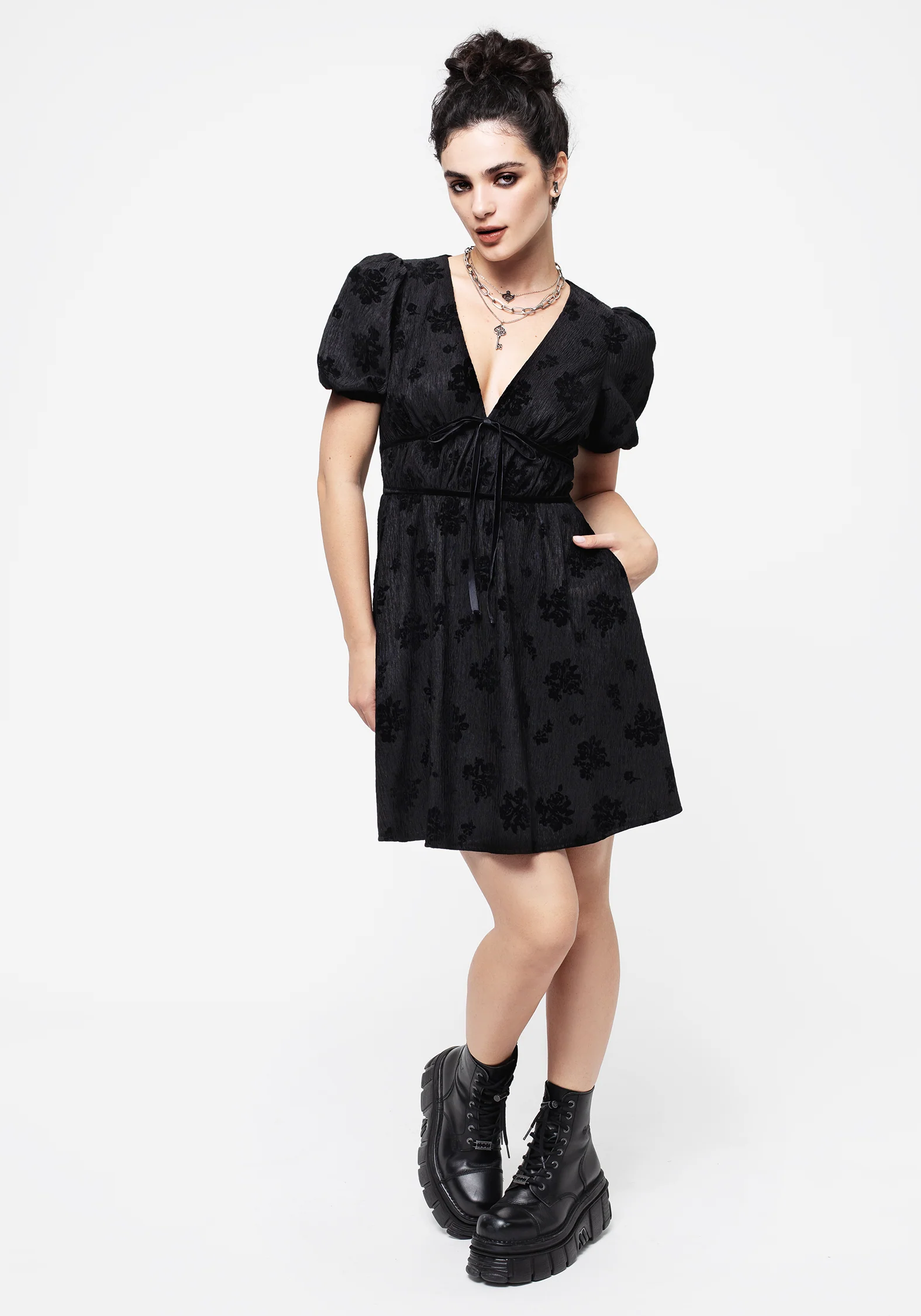 Giselle Floral Puff Sleeve Mini Dress - Image 5