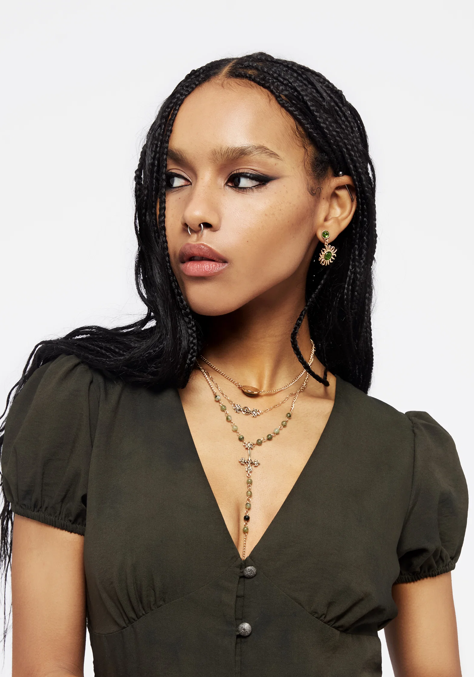 Gladys Button Up Midi Dress - Green - Image 5