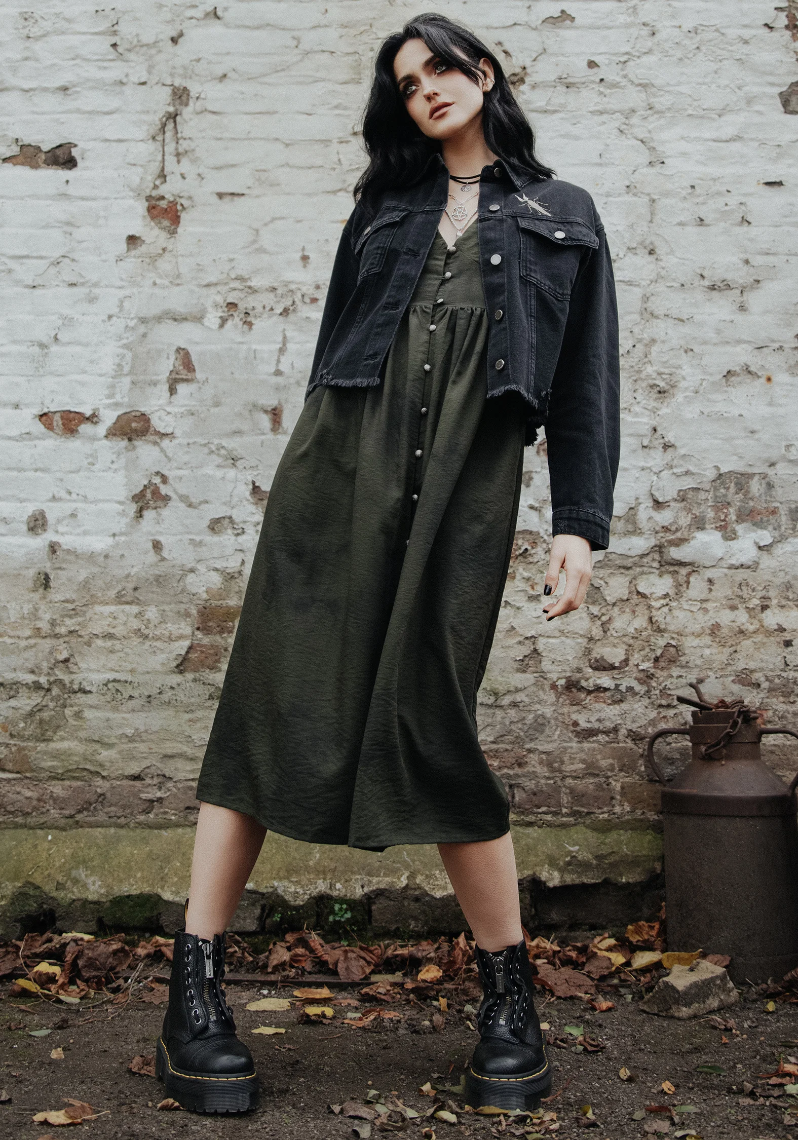 Gladys Button Up Midi Dress - Green - Image 7
