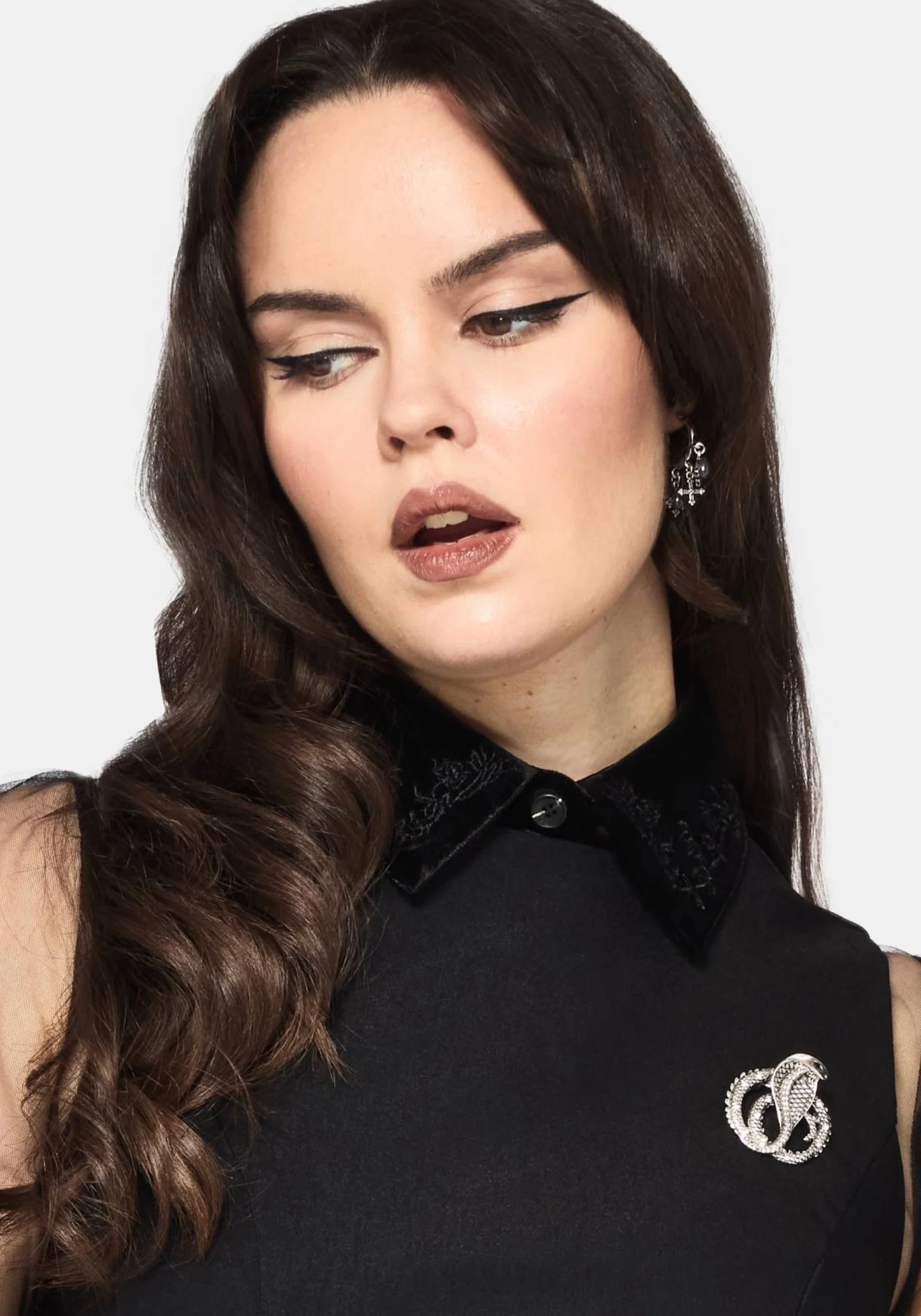 Glasmere Godet Snake Brooch Mini Dress - Image 2