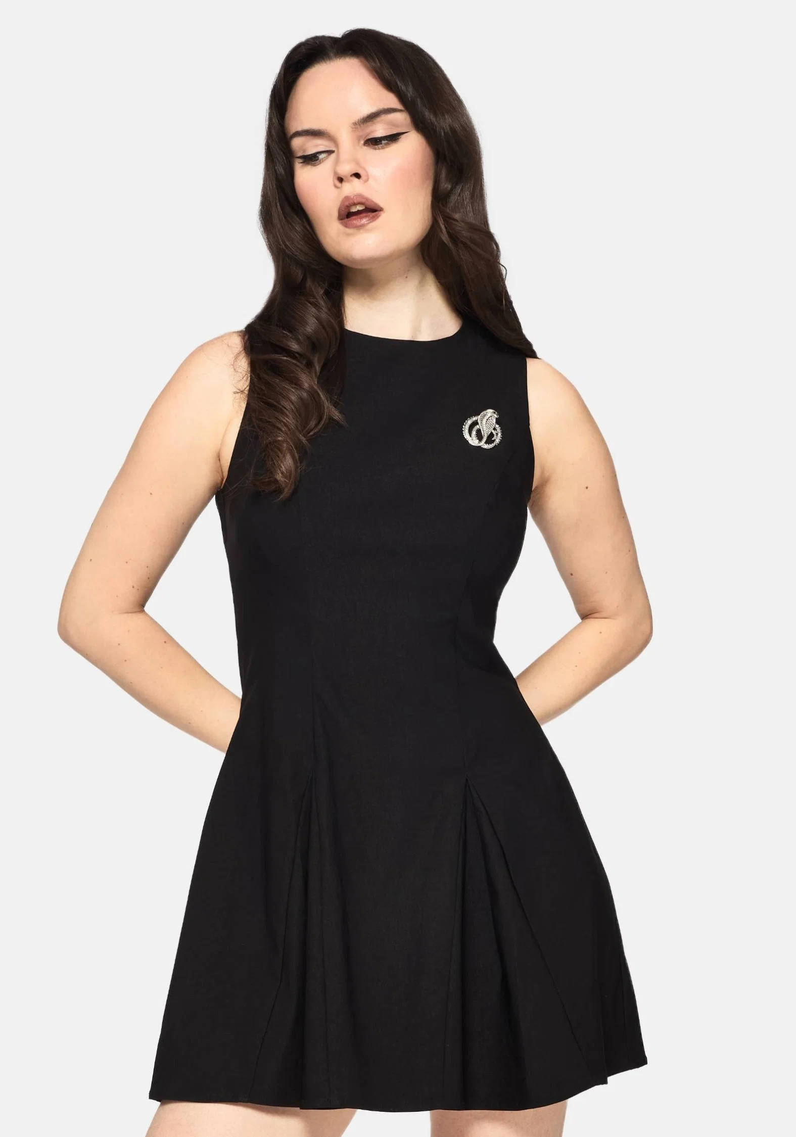 Glasmere Godet Snake Brooch Mini Dress - Image 6