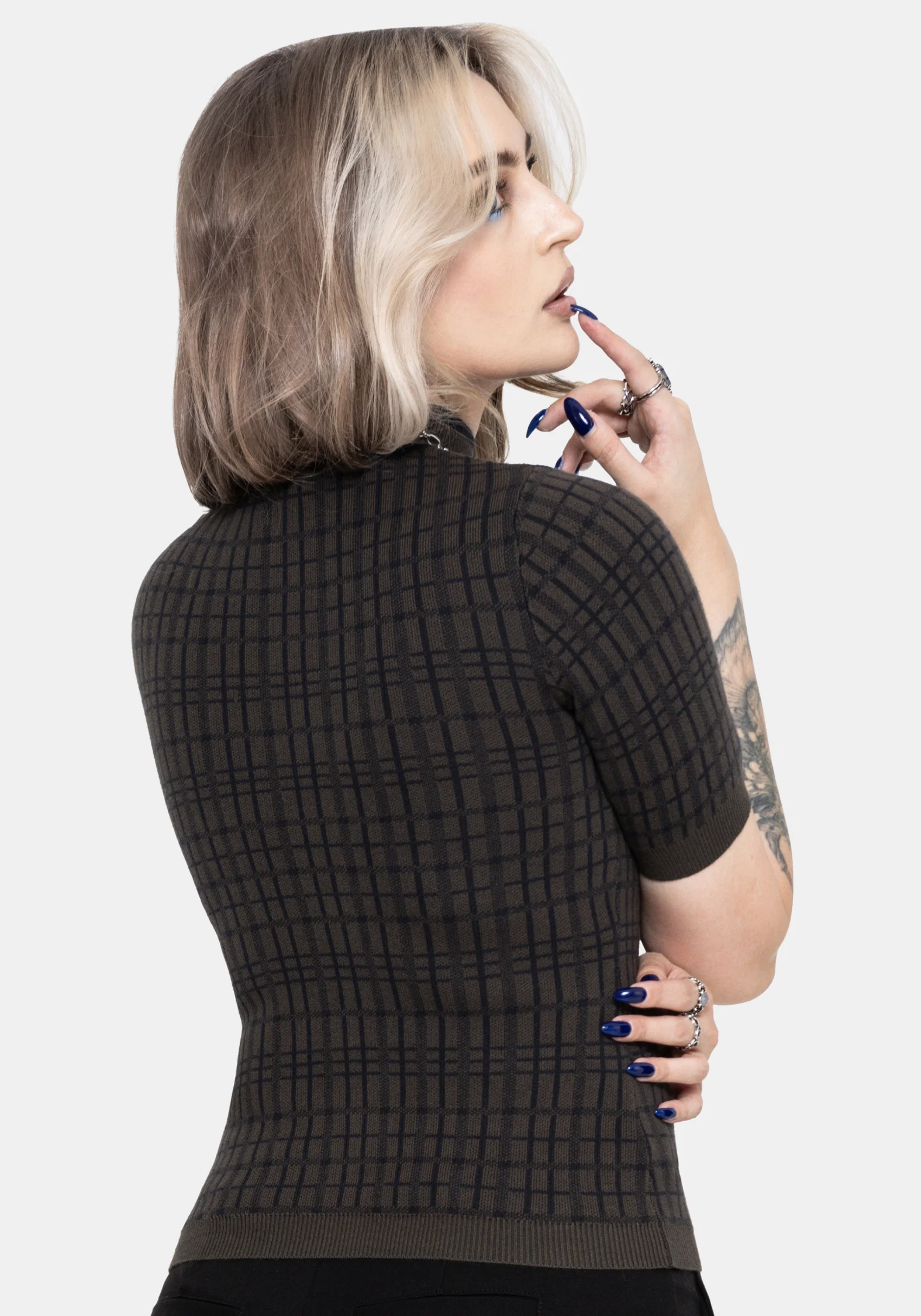Glenna Check Knit Top - Image 3