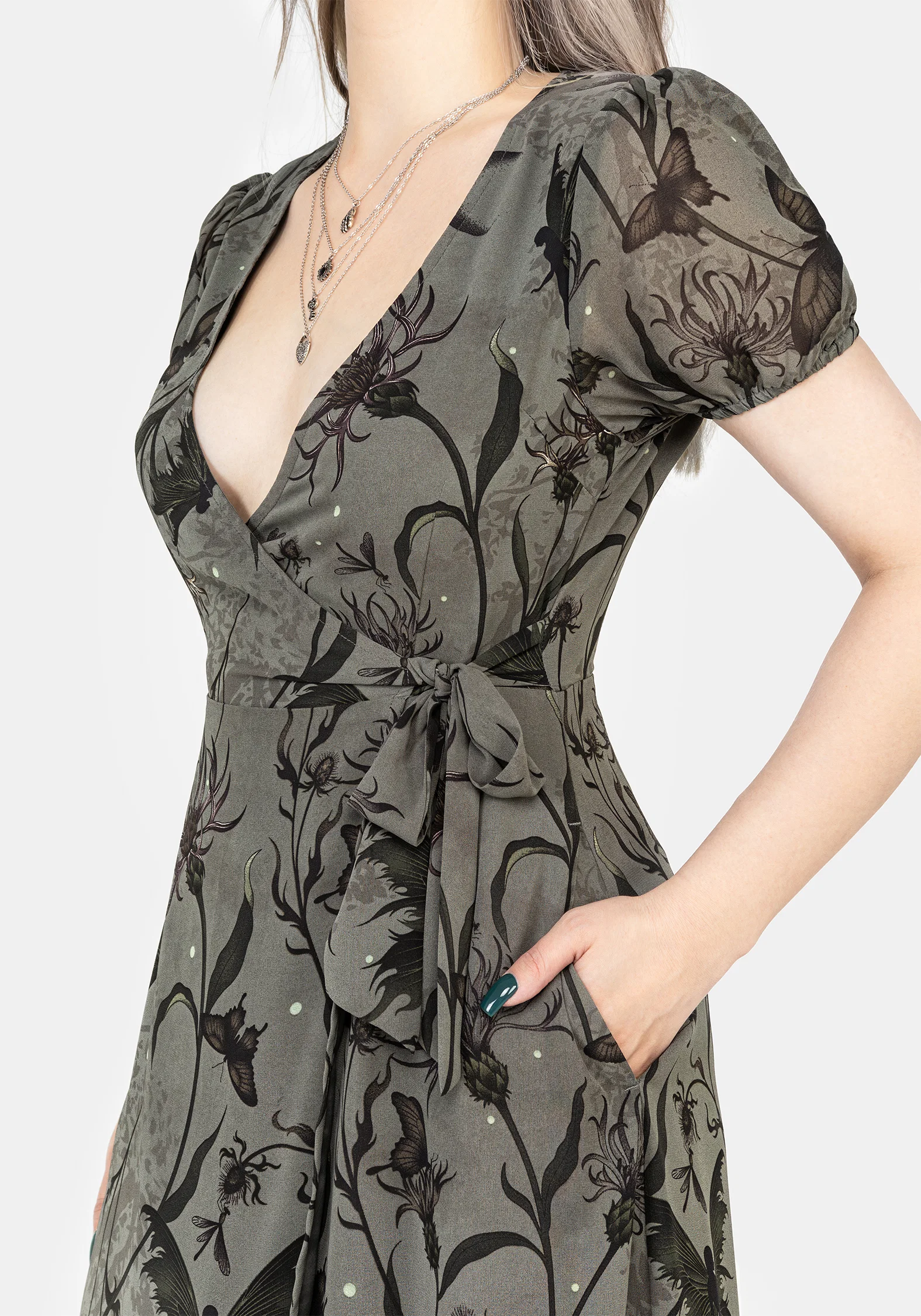 Gloriana Floral Print Chiffon Midaxi Wrap Dress - Image 2