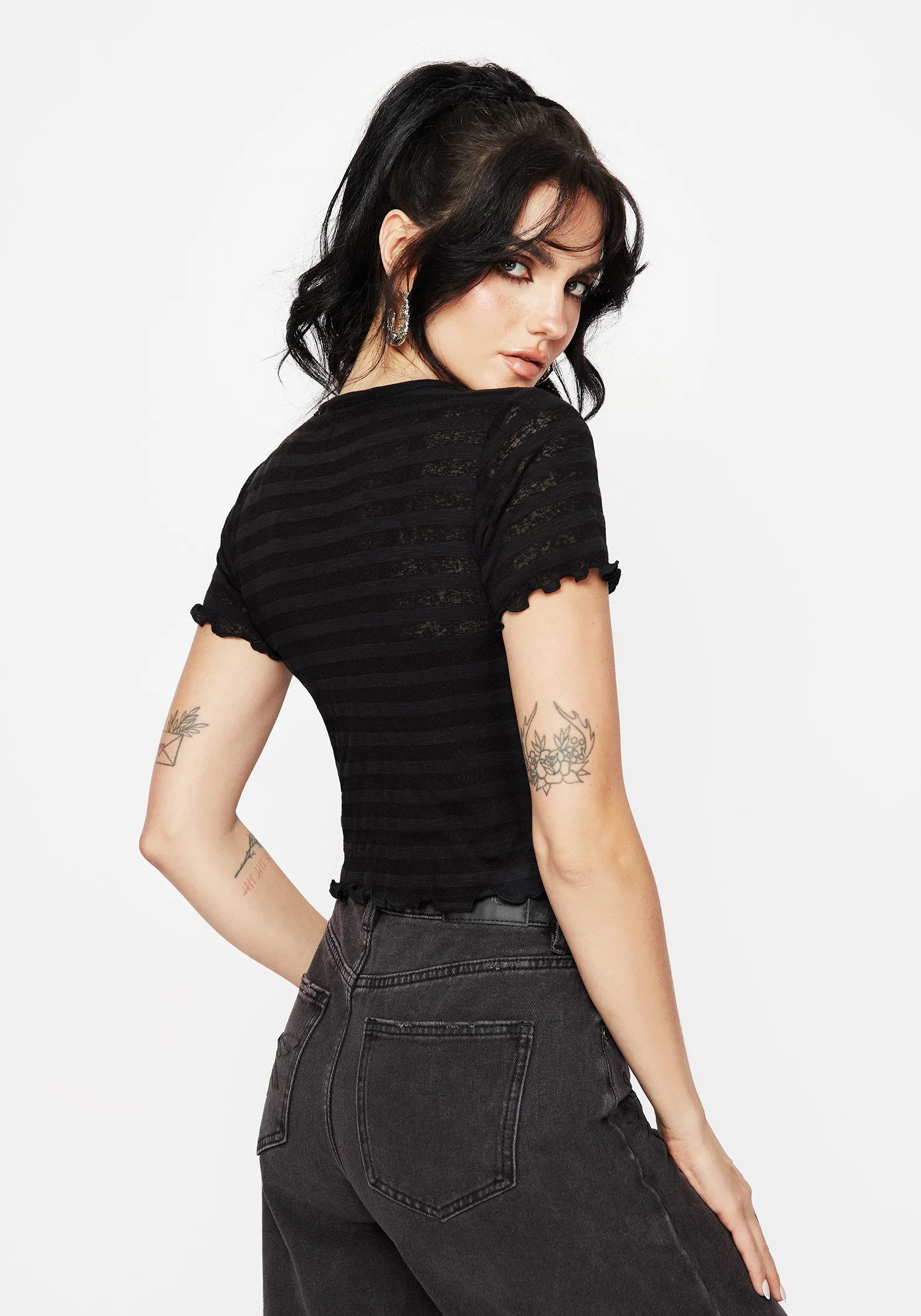 Gomez Lettuce Hem Jersey Crop Tee - Image 3