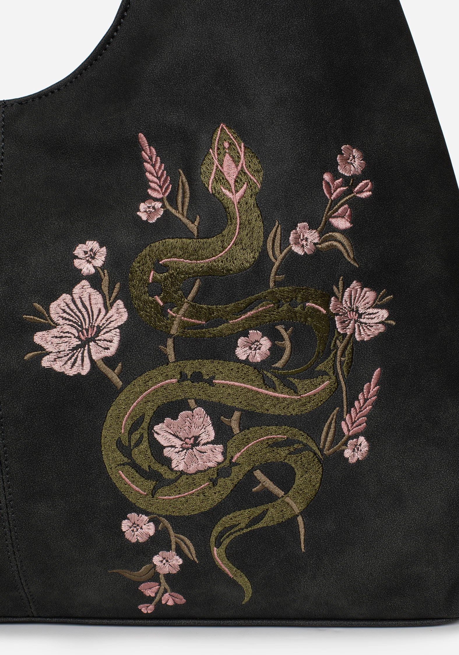 Gorgon Snake Embroidered Faux Suede Tote Bag - Image 3