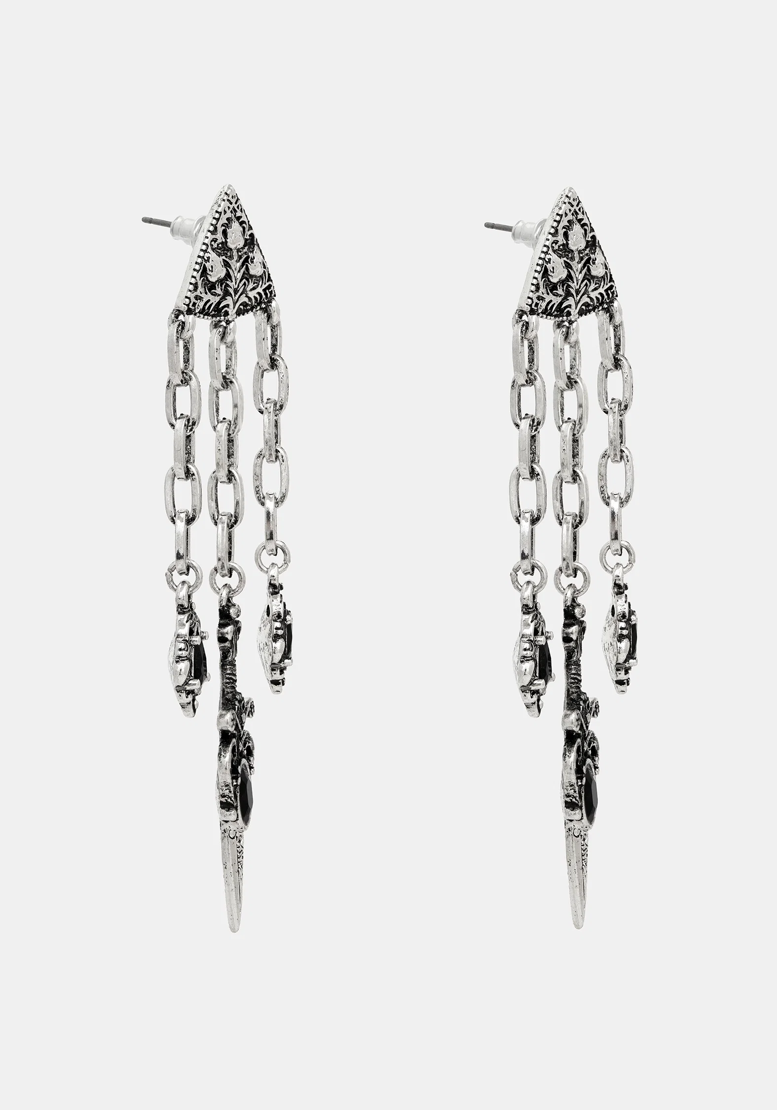 Gorthe Dagger Chain Drop Earrings - Image 3